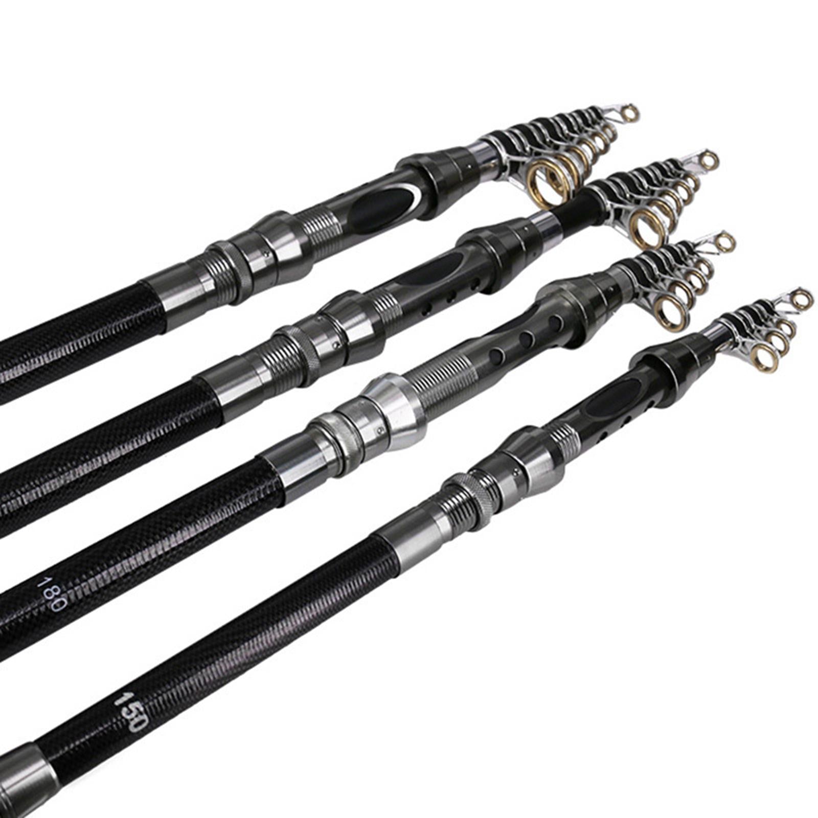 Carbon Fiber Telescopic Fishing Rod Sea Saltwater Portable Spinnings Pole 2.1m