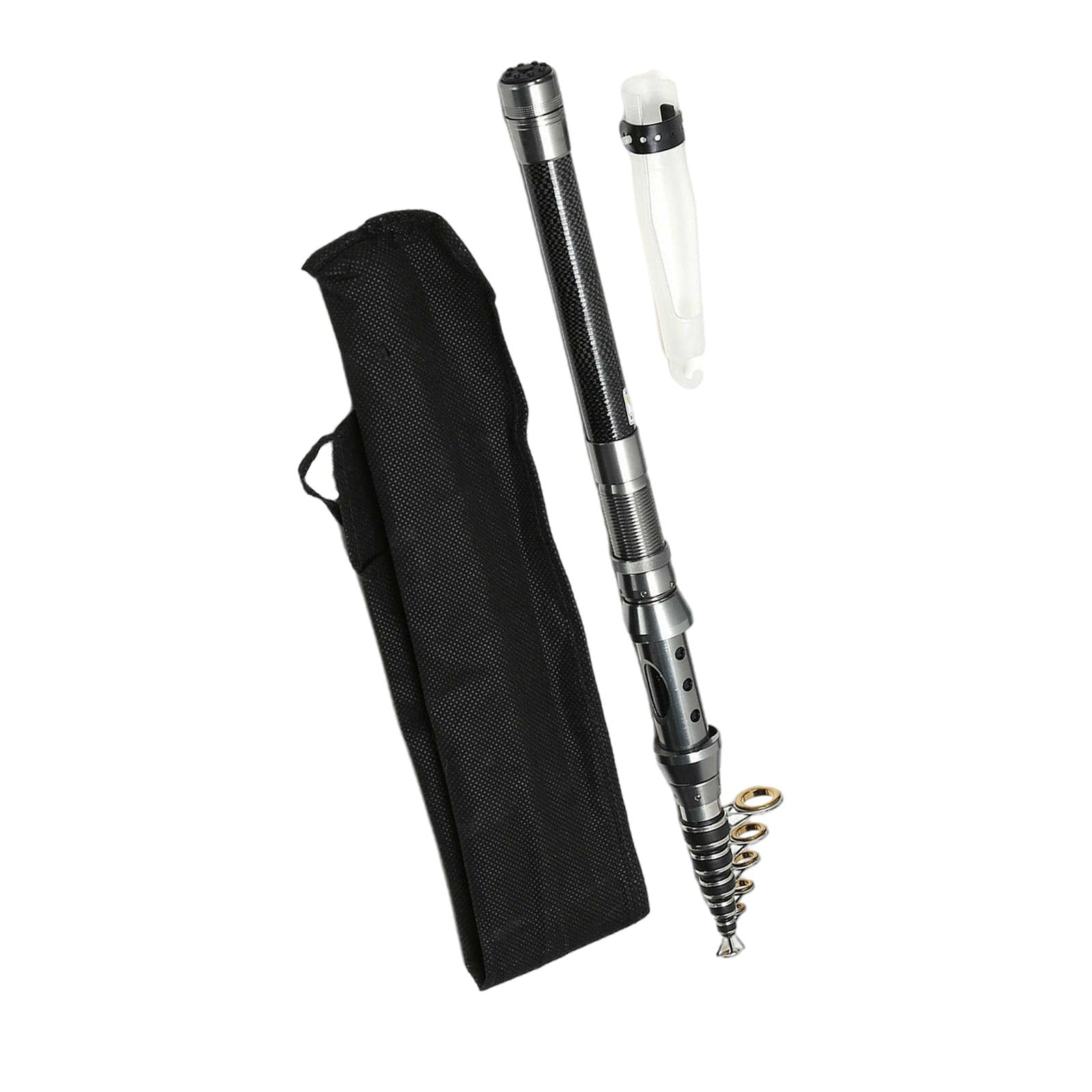 Carbon Fiber Telescopic Fishing Rod Sea Saltwater Portable Spinnings Pole 2.1m