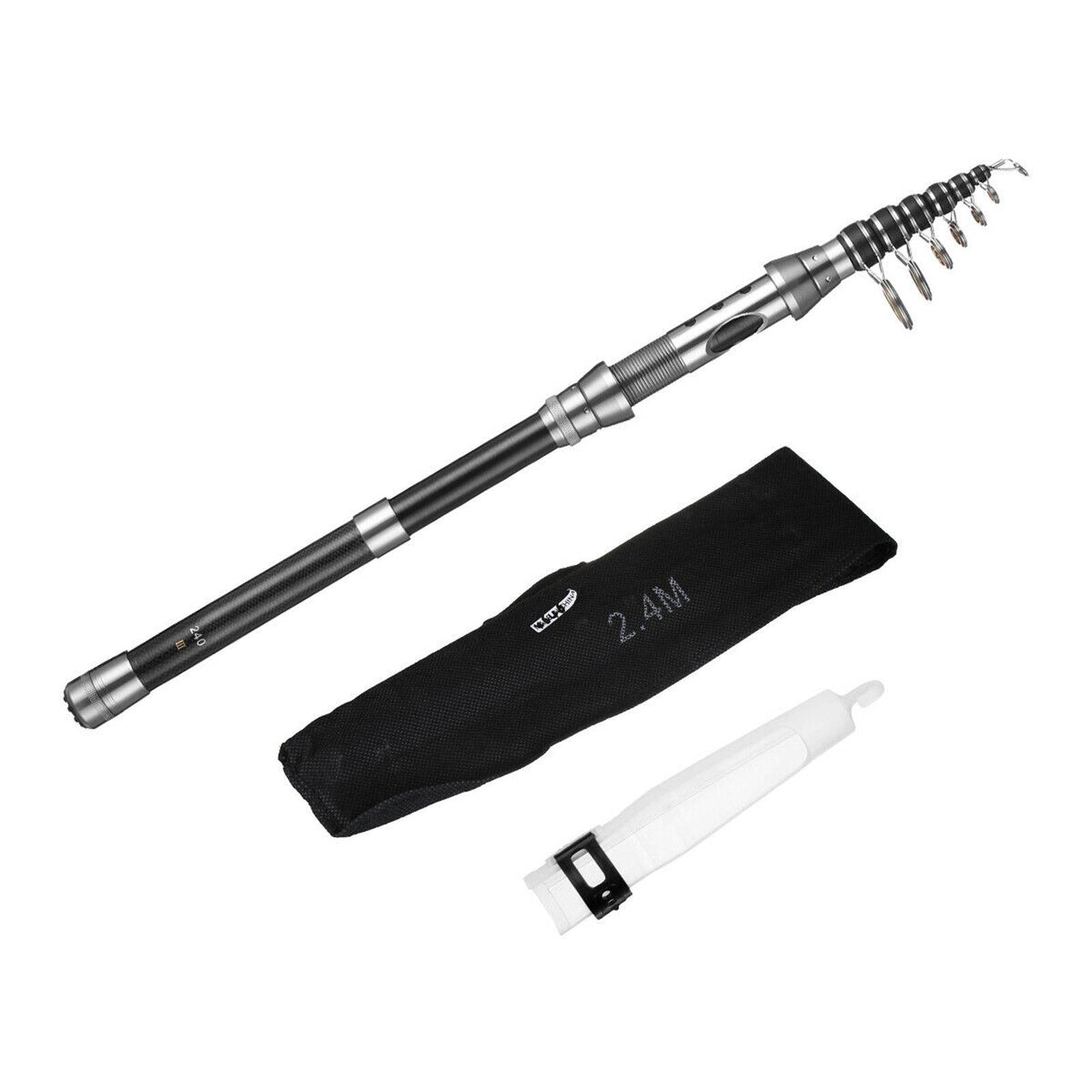 Carbon Fiber Telescopic Fishing Rod Sea Saltwater Portable Spinnings Pole 2.1m