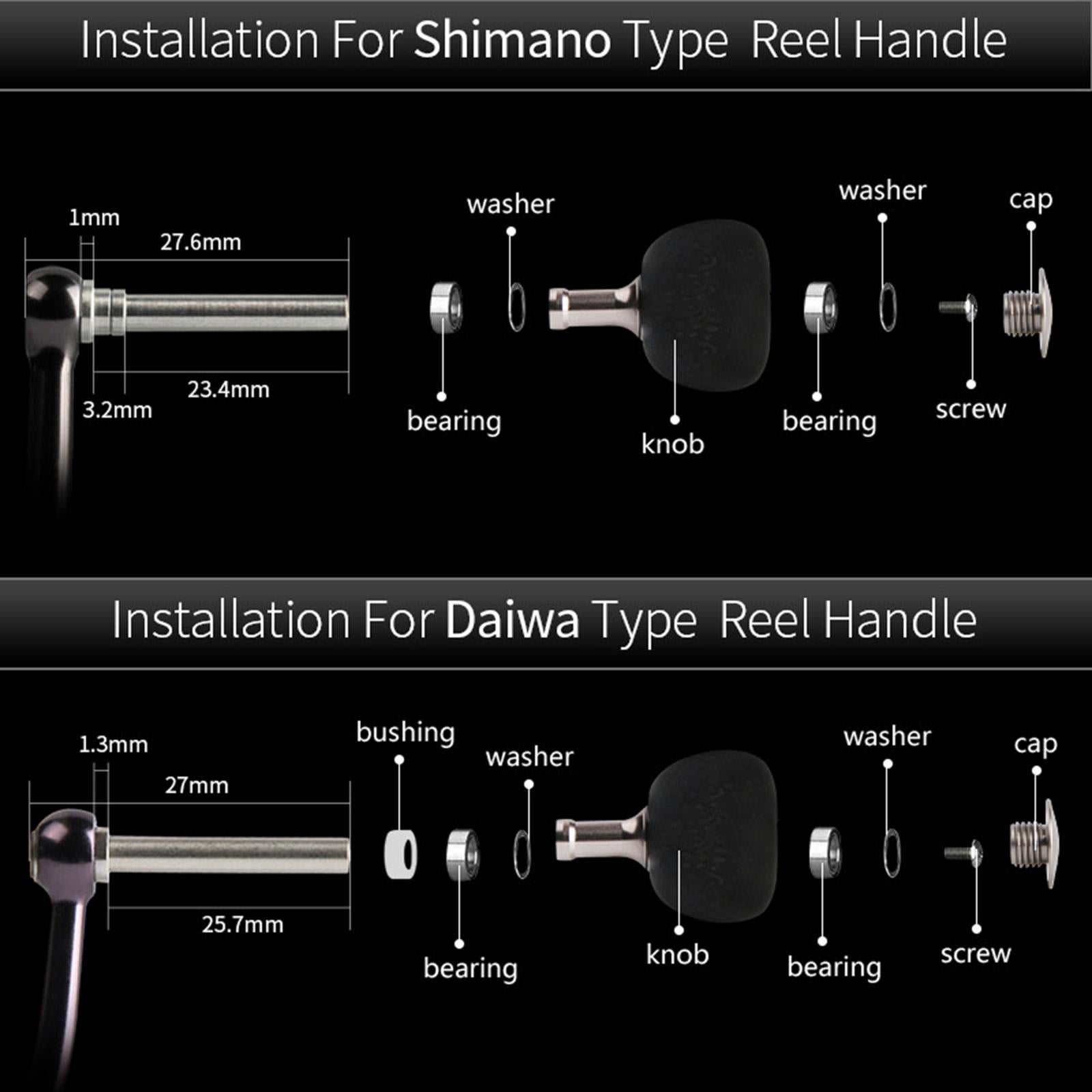 Carbon Fishing Reel Handle For shimano Daiwa Bait Casting Reel DKB020 38mm