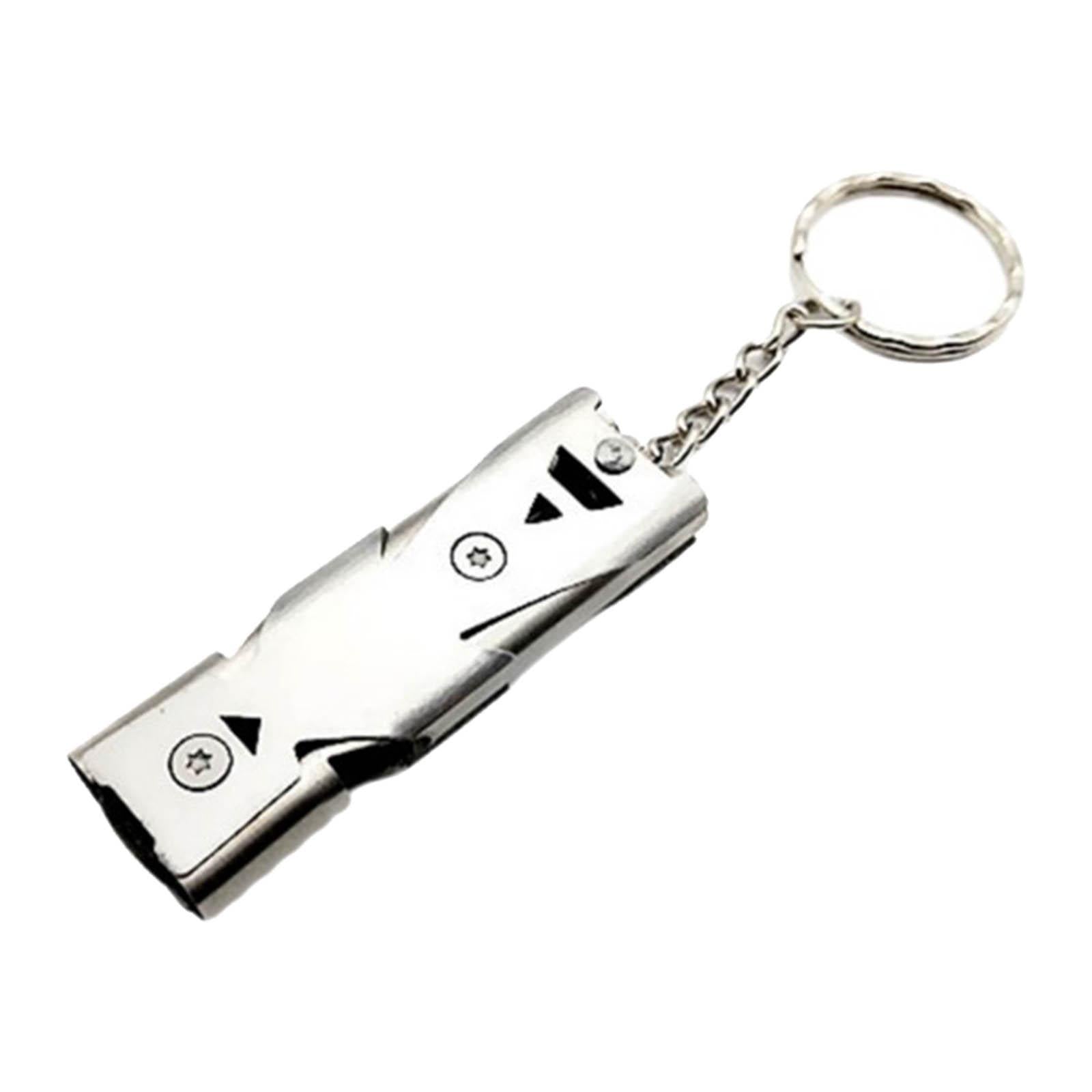 2xDouble Pipe Whistle Lifesaving Emergency SOS Outdoor Survival silver