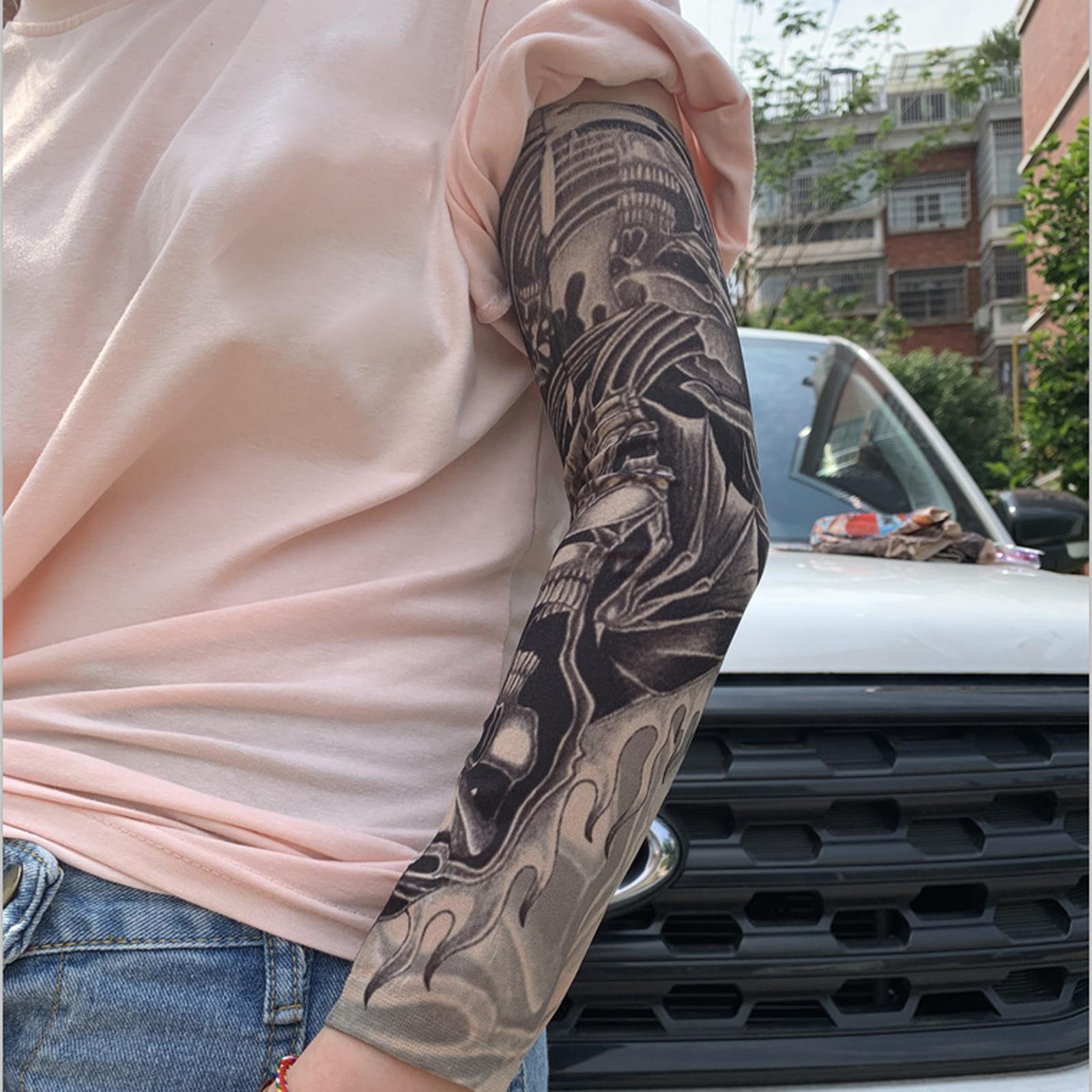 4xUnisex Cooling Arm Sleeves Tattoo Cover up for Walking Basketball Tennis B