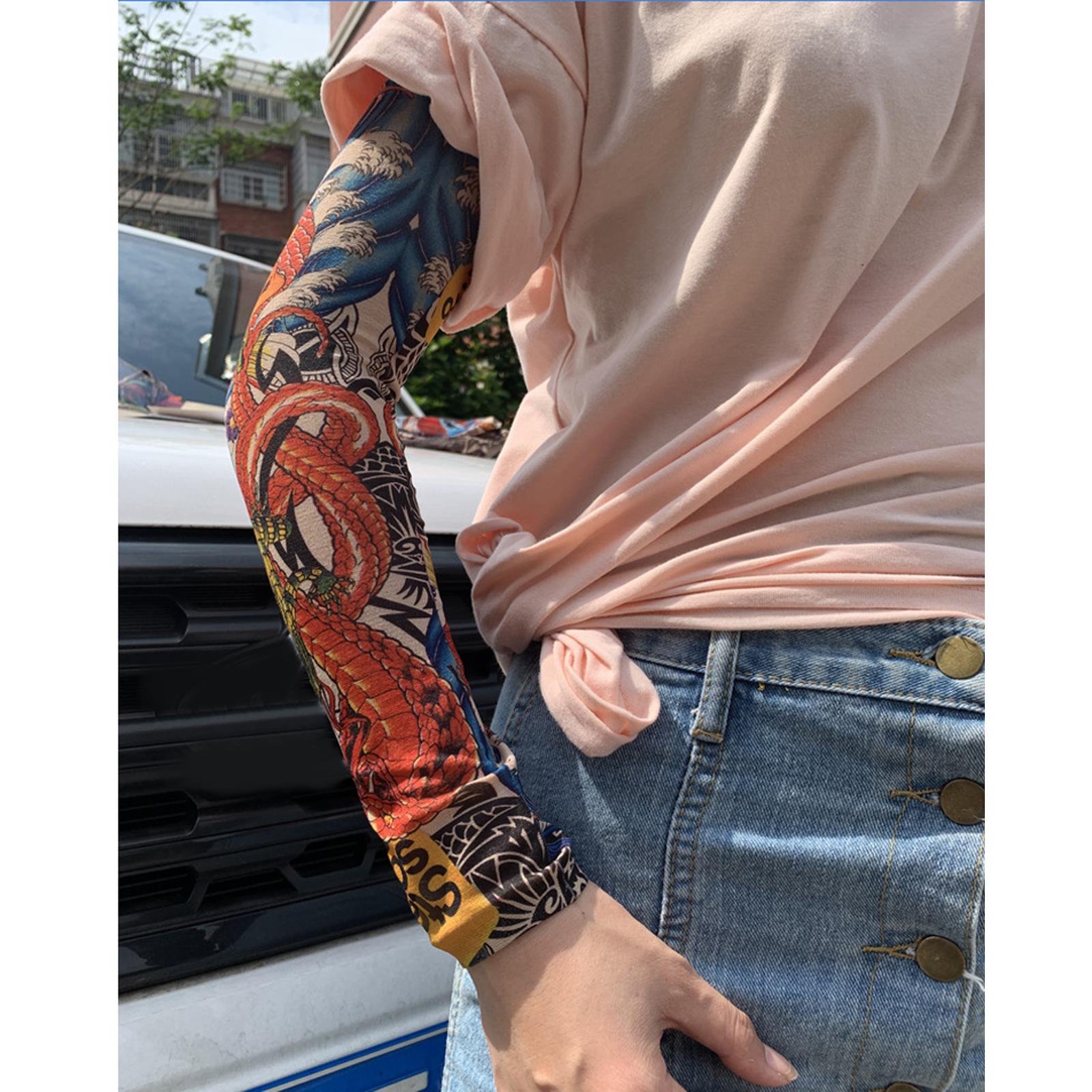 3xUnisex Cooling Arm Sleeves Tattoo Cover up for Walking Basketball Tennis D