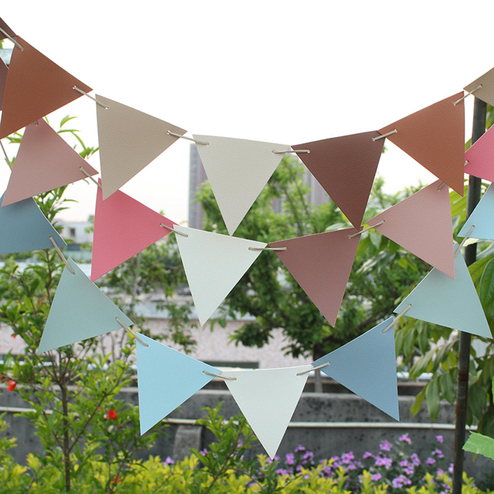 12Pcs Pennant Banner Triangle Flags DIYBunting for Indoor Party Anniversary Pink
