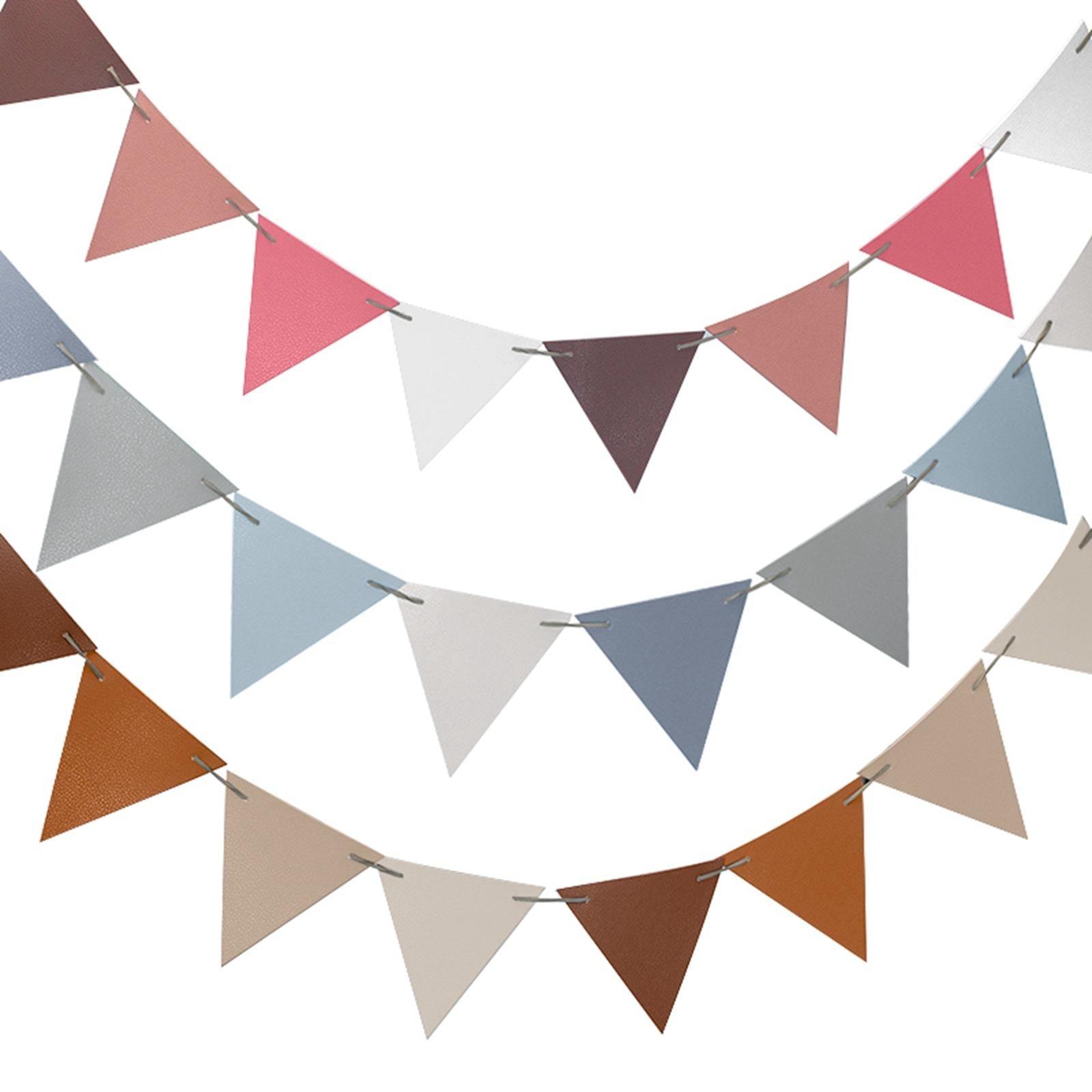 12Pcs Pennant Banner Triangle Flags DIYBunting for Indoor Party Anniversary Pink
