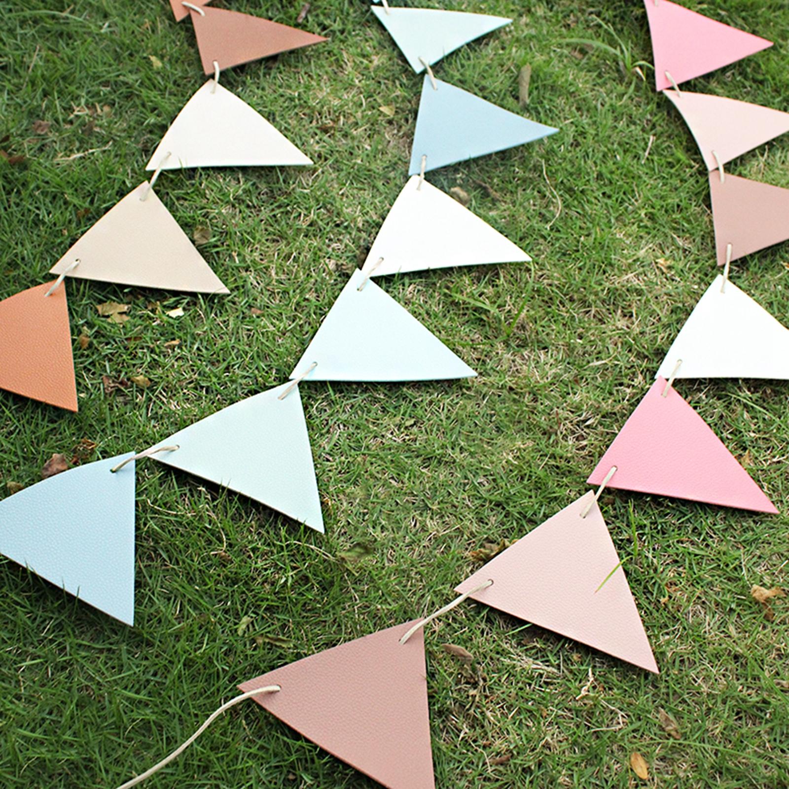 12Pcs Pennant Banner Triangle Flags DIYBunting for Indoor Party Anniversary Pink