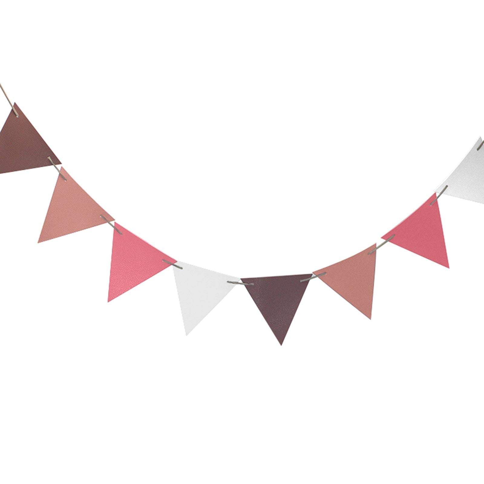 12Pcs Pennant Banner Triangle Flags DIYBunting for Indoor Party Anniversary Pink
