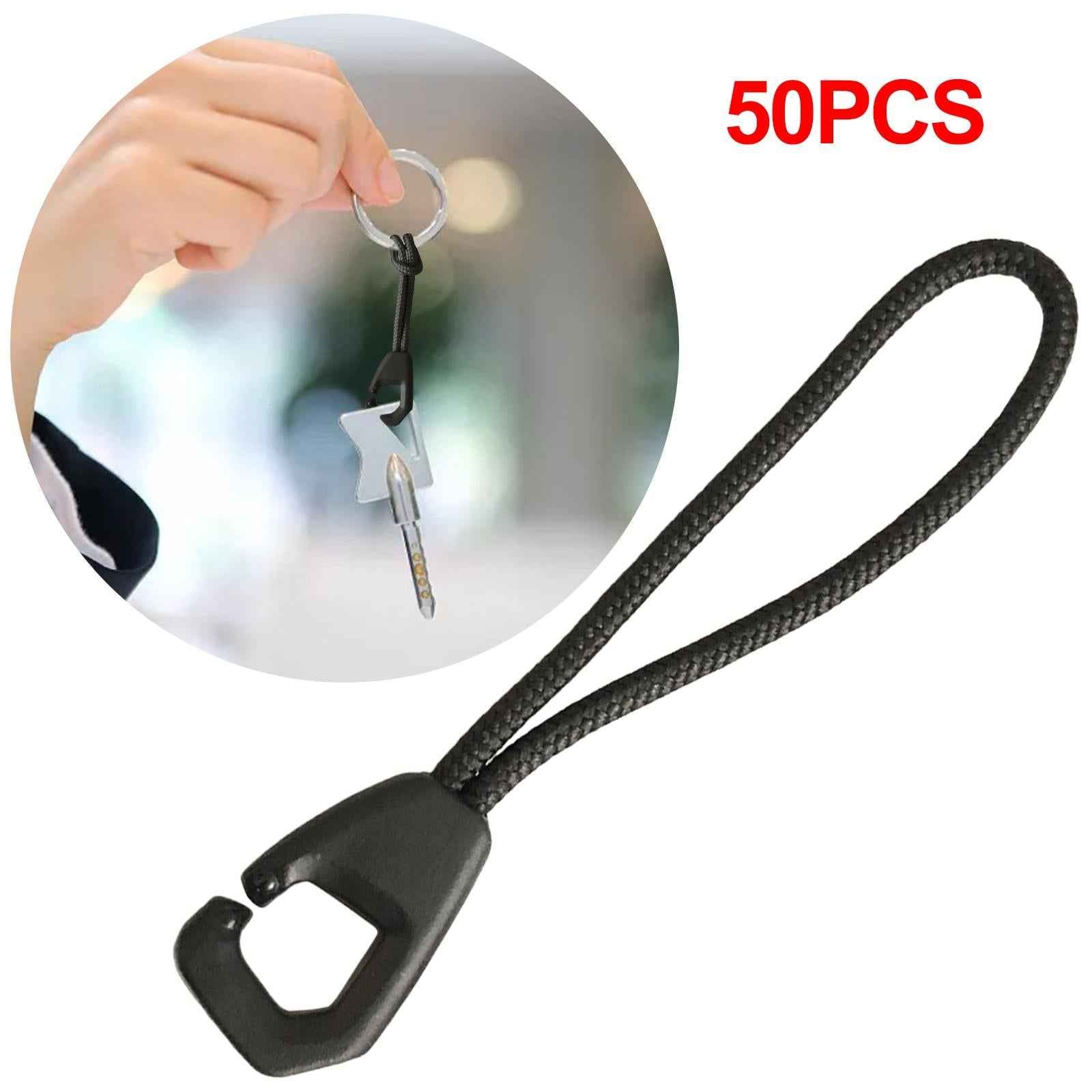 50Pcs Zip Pullers Zipper Pull Cord Fastener Replacement Black