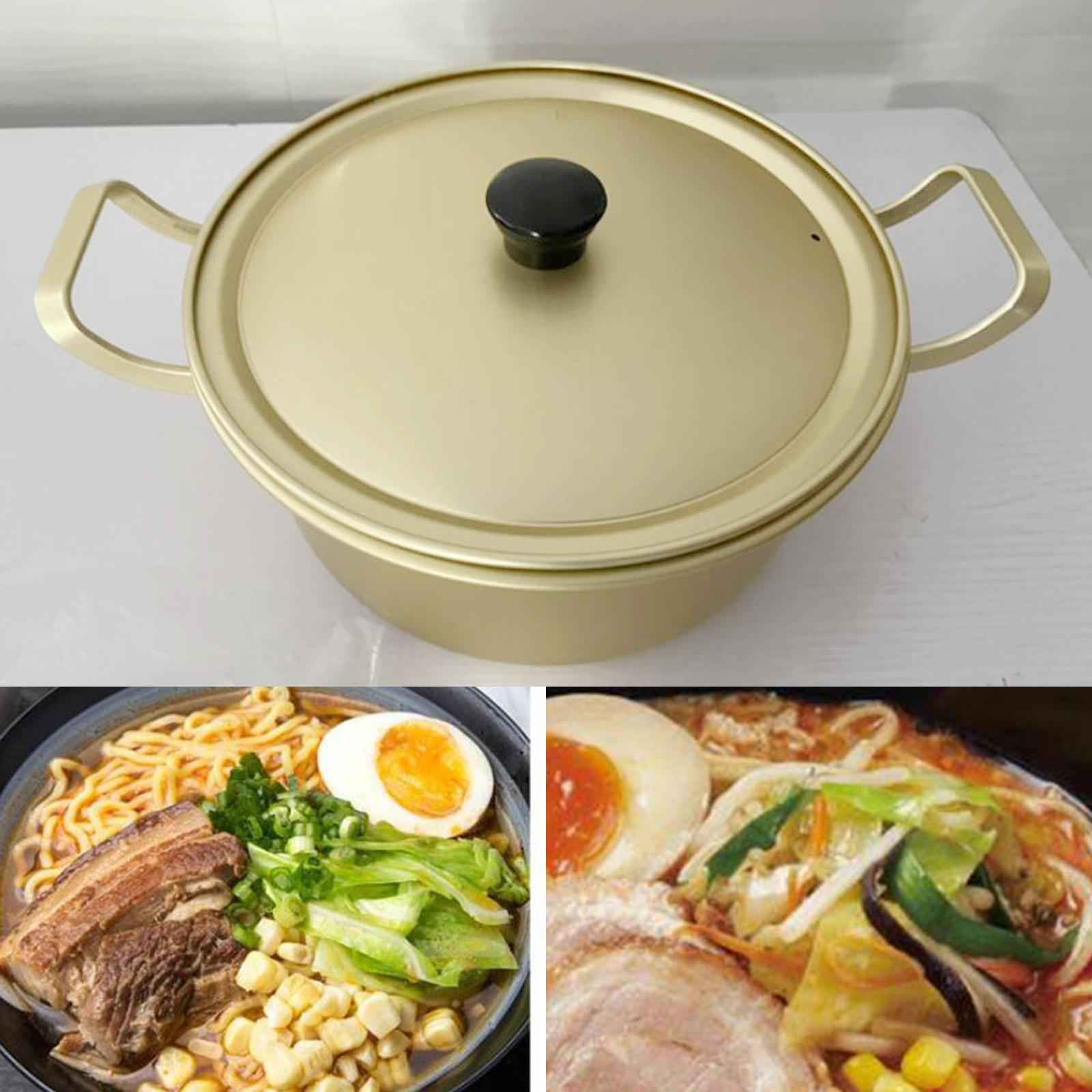 Korean Ramen Noodles Pot Stockpot Double Handle Aluminum Kitchen Cookware 18cm