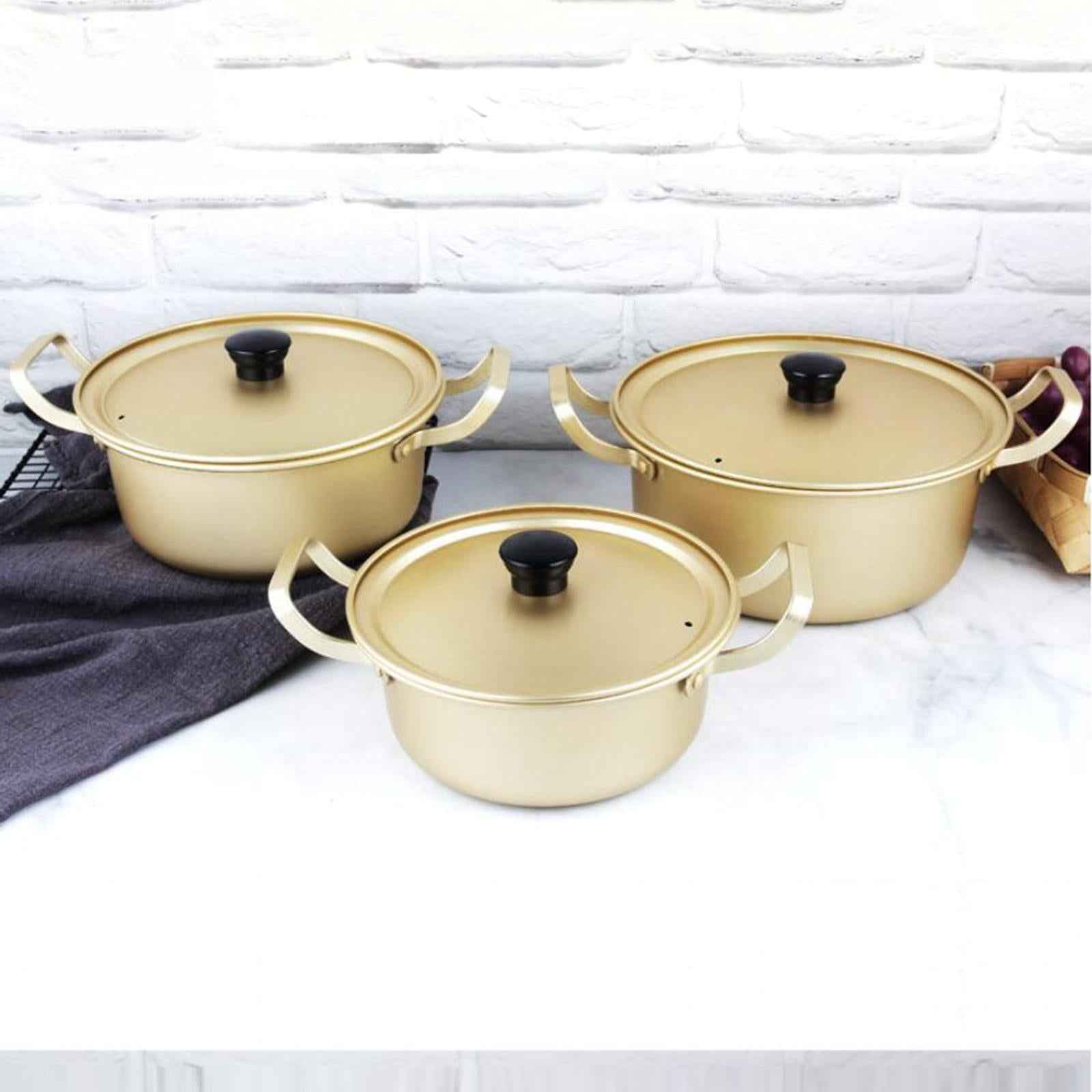 Korean Ramen Noodles Pot Stockpot Double Handle Aluminum Kitchen Cookware 18cm