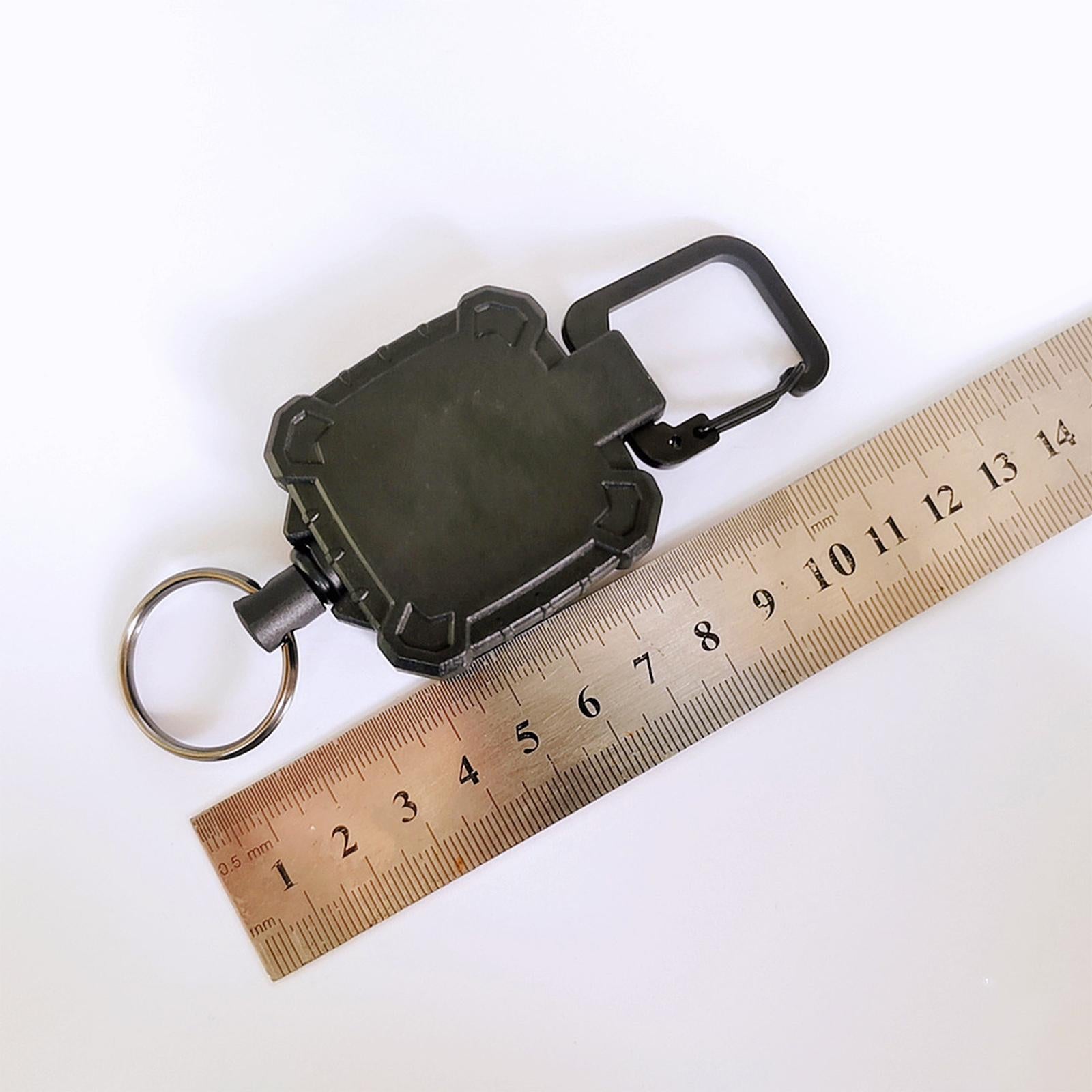 3xRetractable Keyring Recoil Key Chains 60cm Telescopic with Carabiner Square