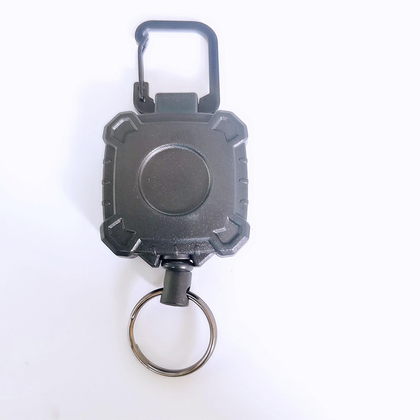 3xRetractable Keyring Recoil Key Chains 60cm Telescopic with Carabiner Square