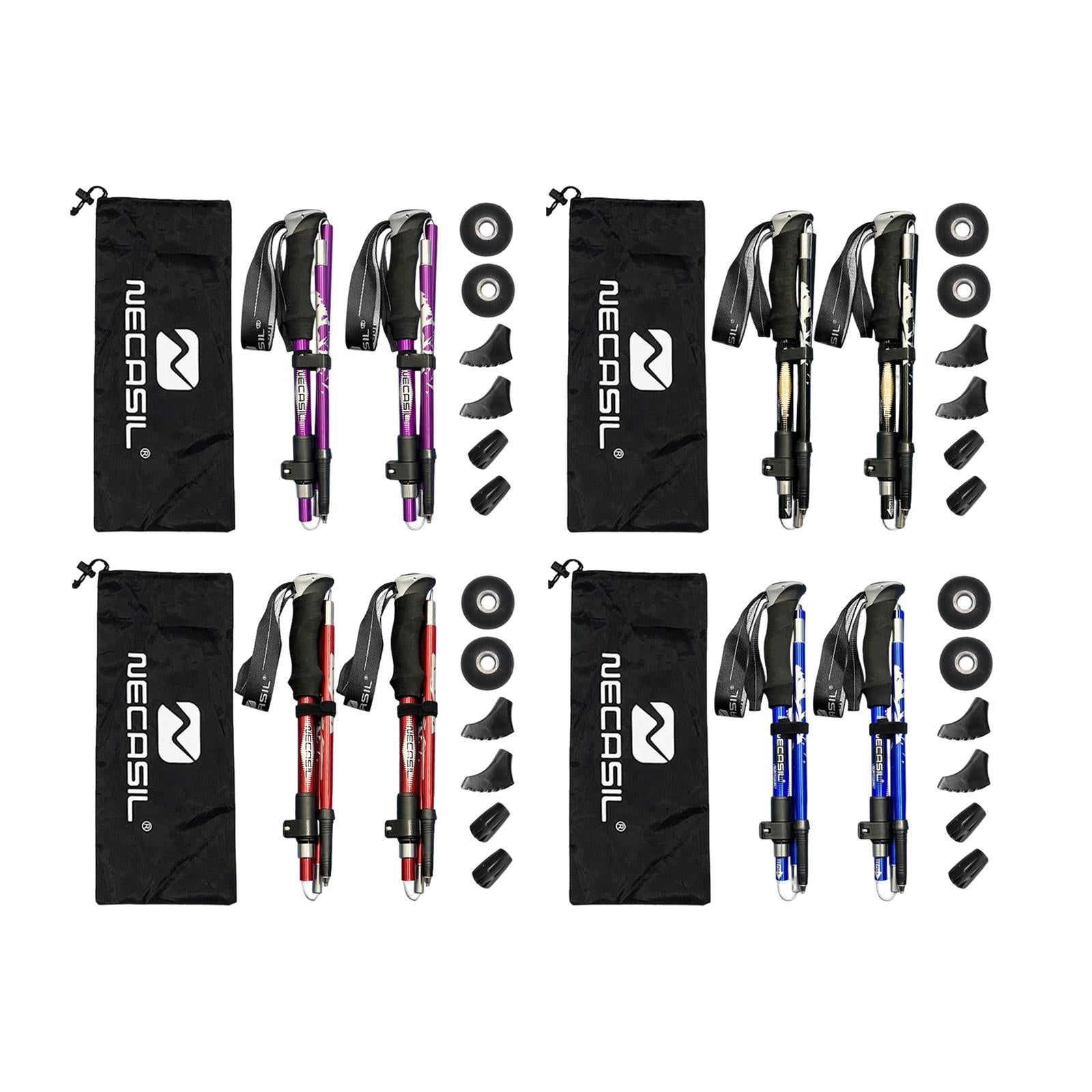 2 Pieces Hiking Poles Alpenstock Lightweight Folding for Kids walking Black