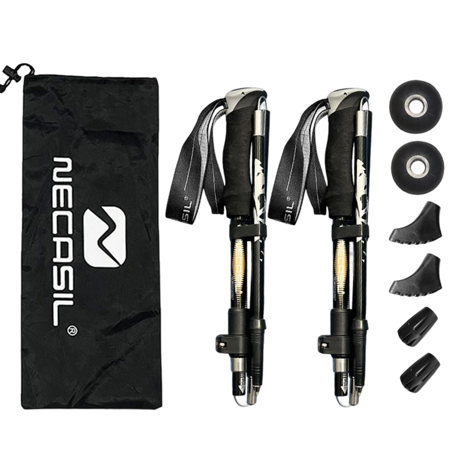 2 Pieces Hiking Poles Alpenstock Lightweight Folding for Kids walking Black