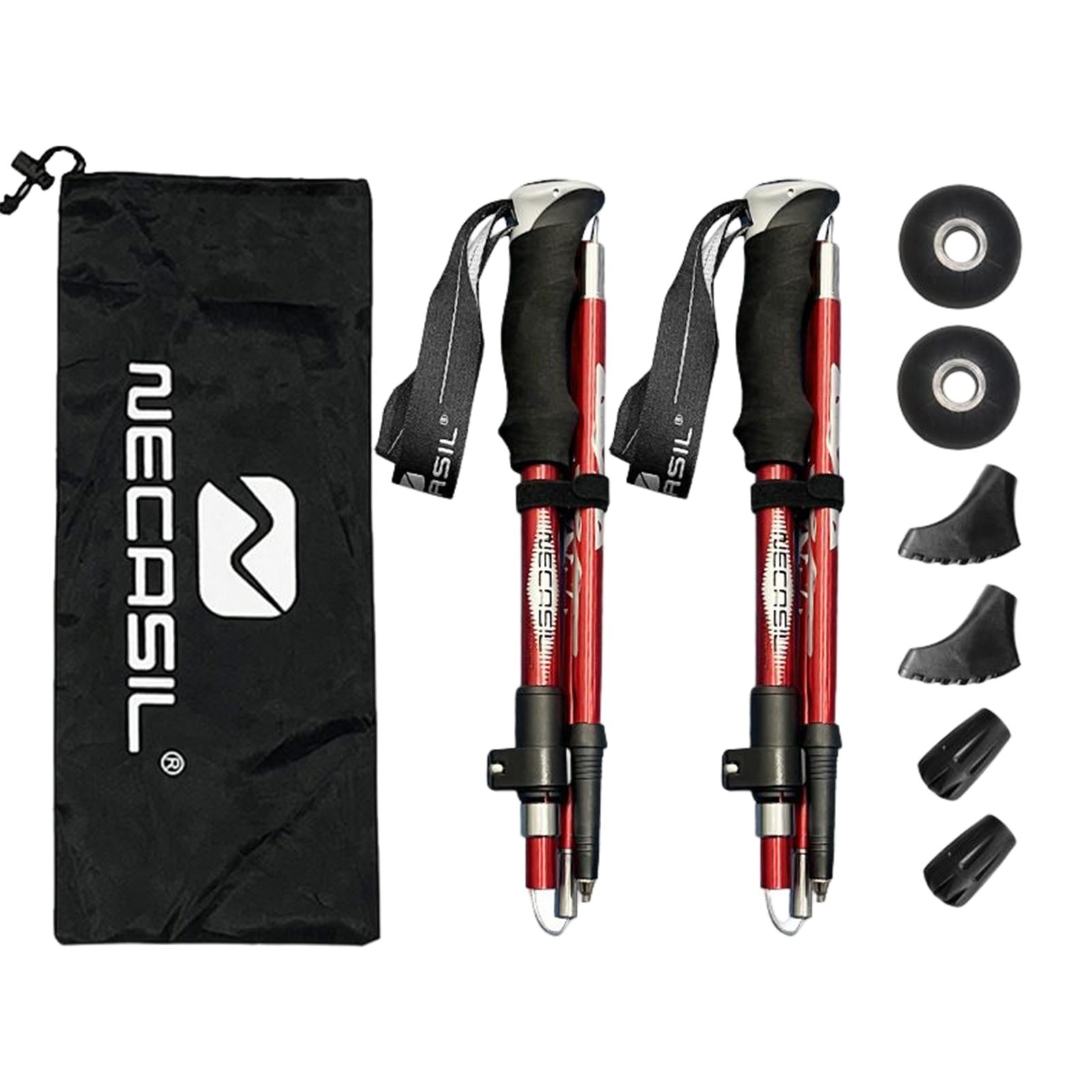 2 Pieces Hiking Poles Alpenstock Lightweight Folding for Kids walking Red