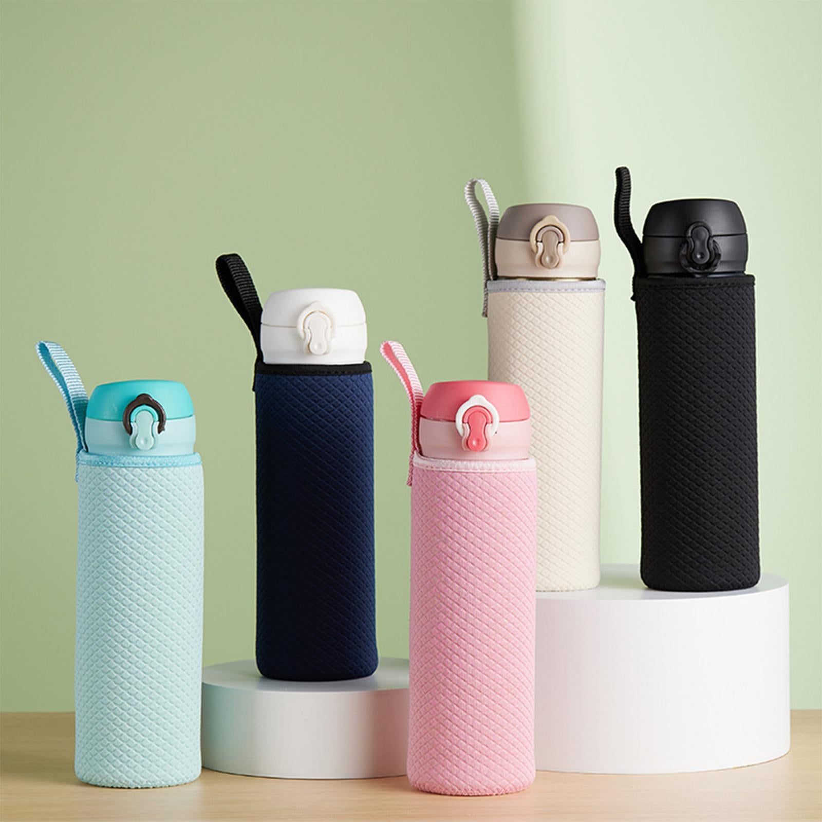 3xNeoprene Water Bottle Carrier Bag Cup Sleeve Holder Embossed 550ml Black