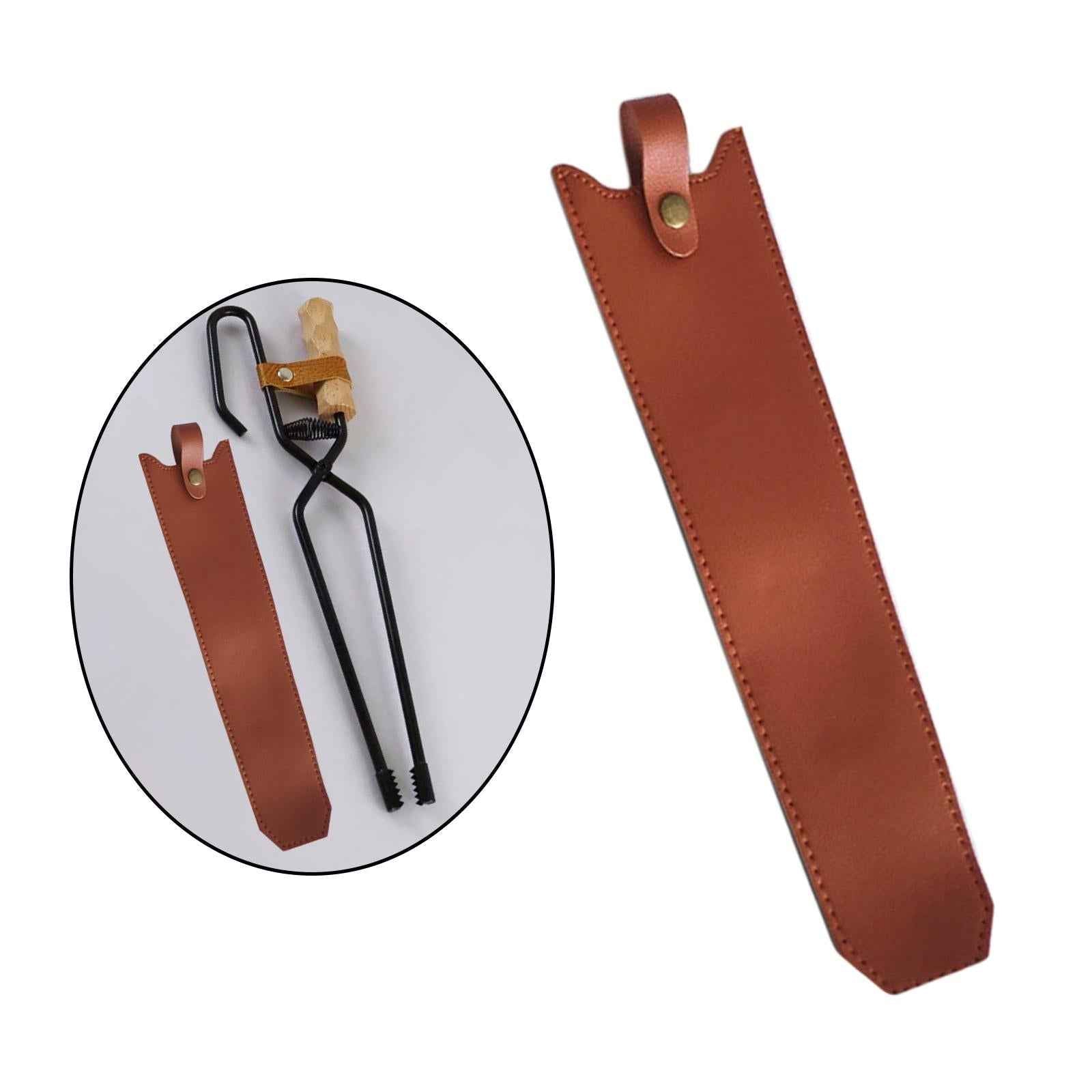Fireplace Tongs Fire Place Picnic Heat Insulation Outdoor Fire Tongs leather case