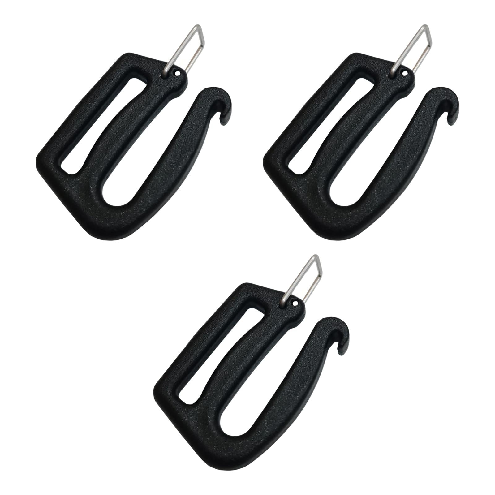 3xWebbing Release G Hook Camping Equipment Bag 1 inch Black Backpack Adjusters 3pcs