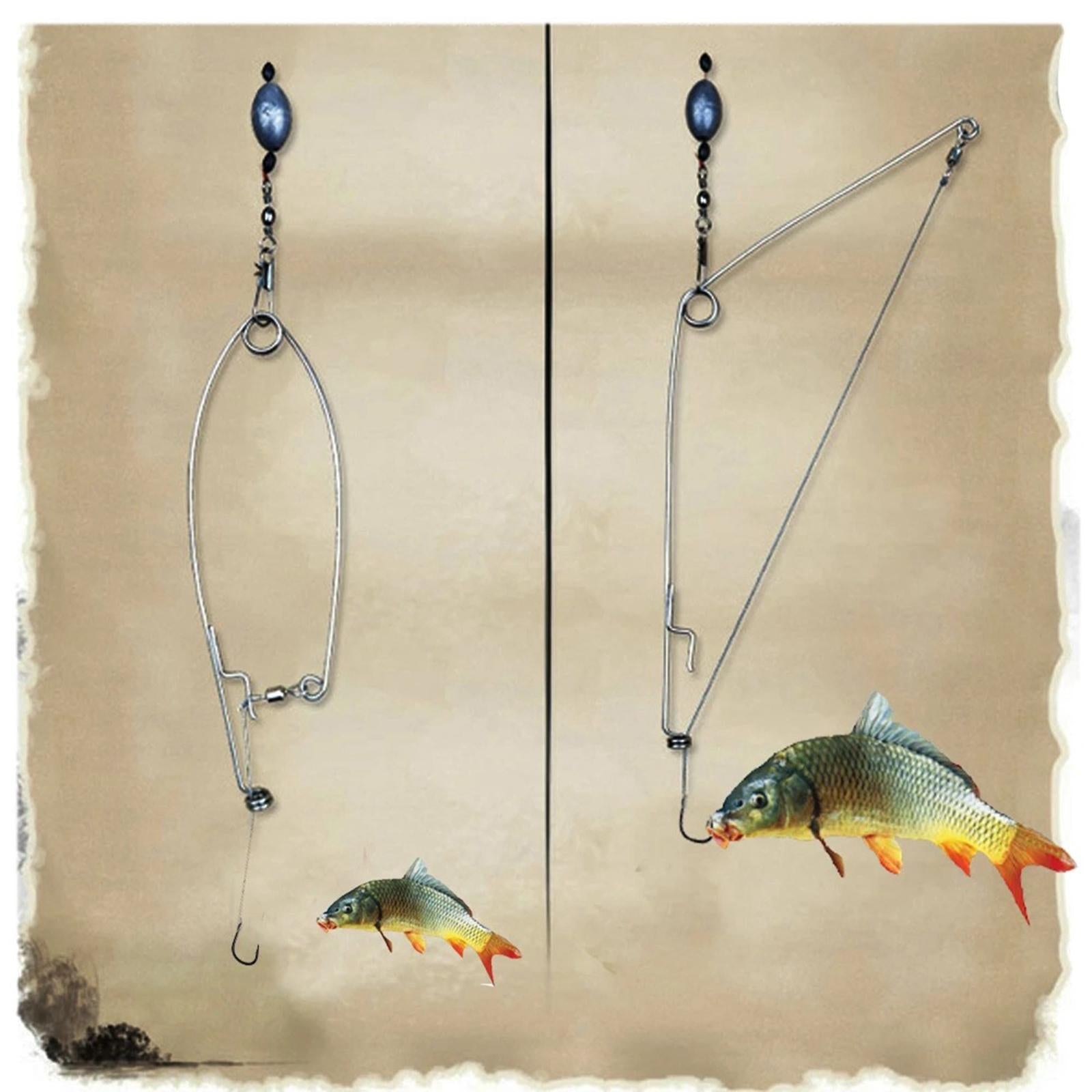 6xAutomatic Fishing Hook Hooks Fishing Hooks for Lakes Ice Fishing size 4