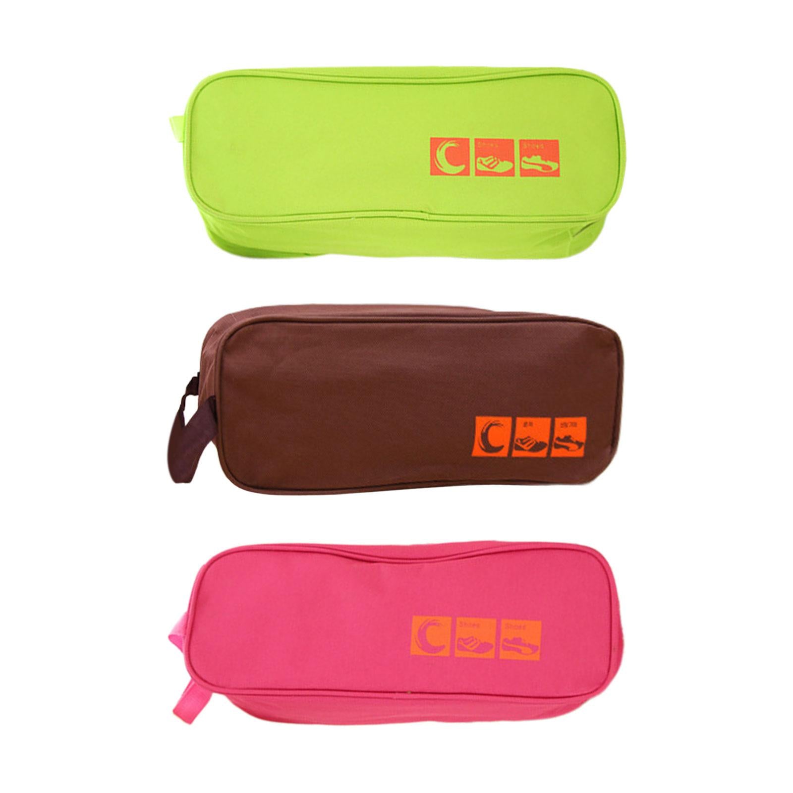 3xTravel Shoe Bag for Packing Oxford Fabric with Zipper Lightweight Shoe Pouch Green