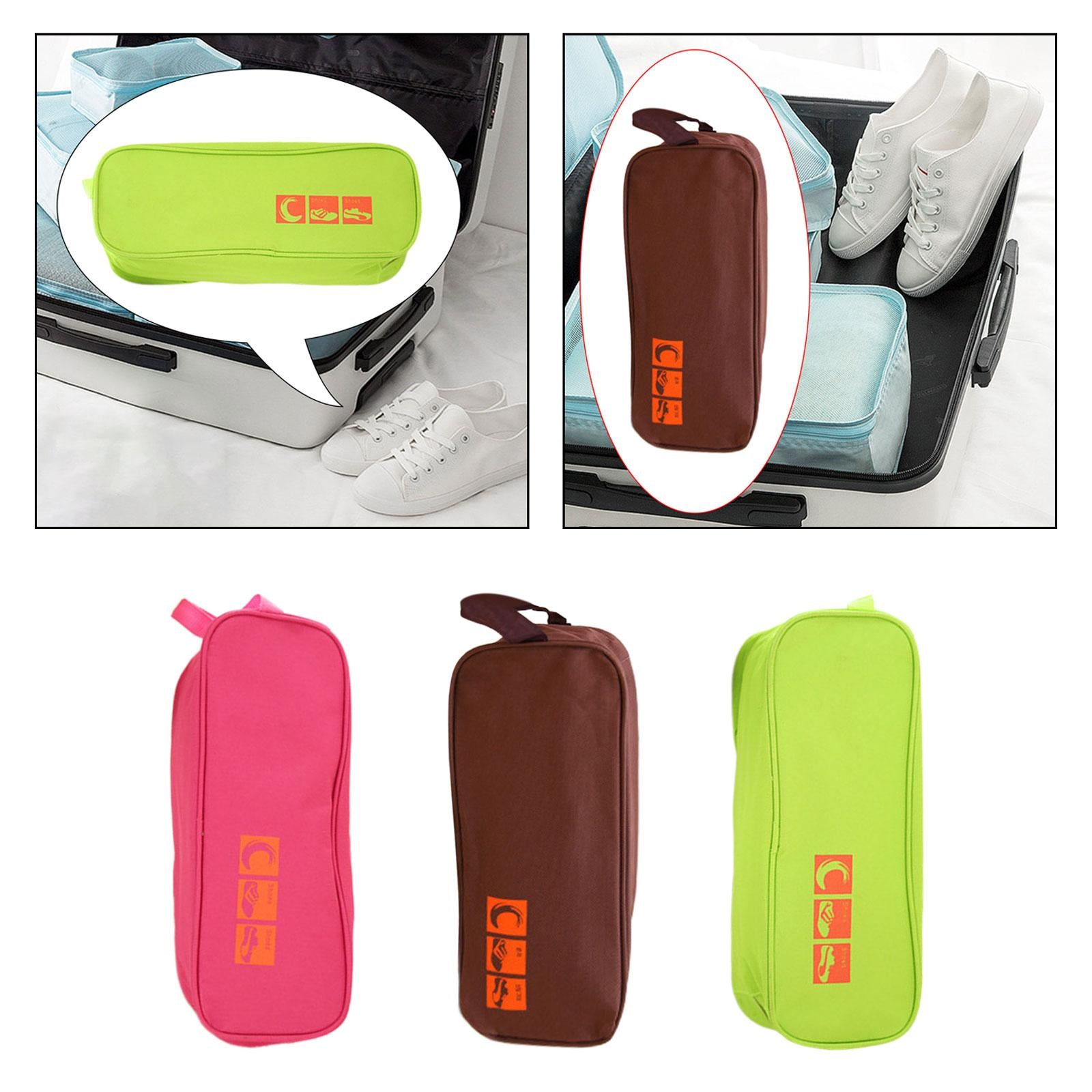 4xTravel Shoe Bag for Packing Oxford Fabric with Zipper Lightweight Shoe Pouch Green
