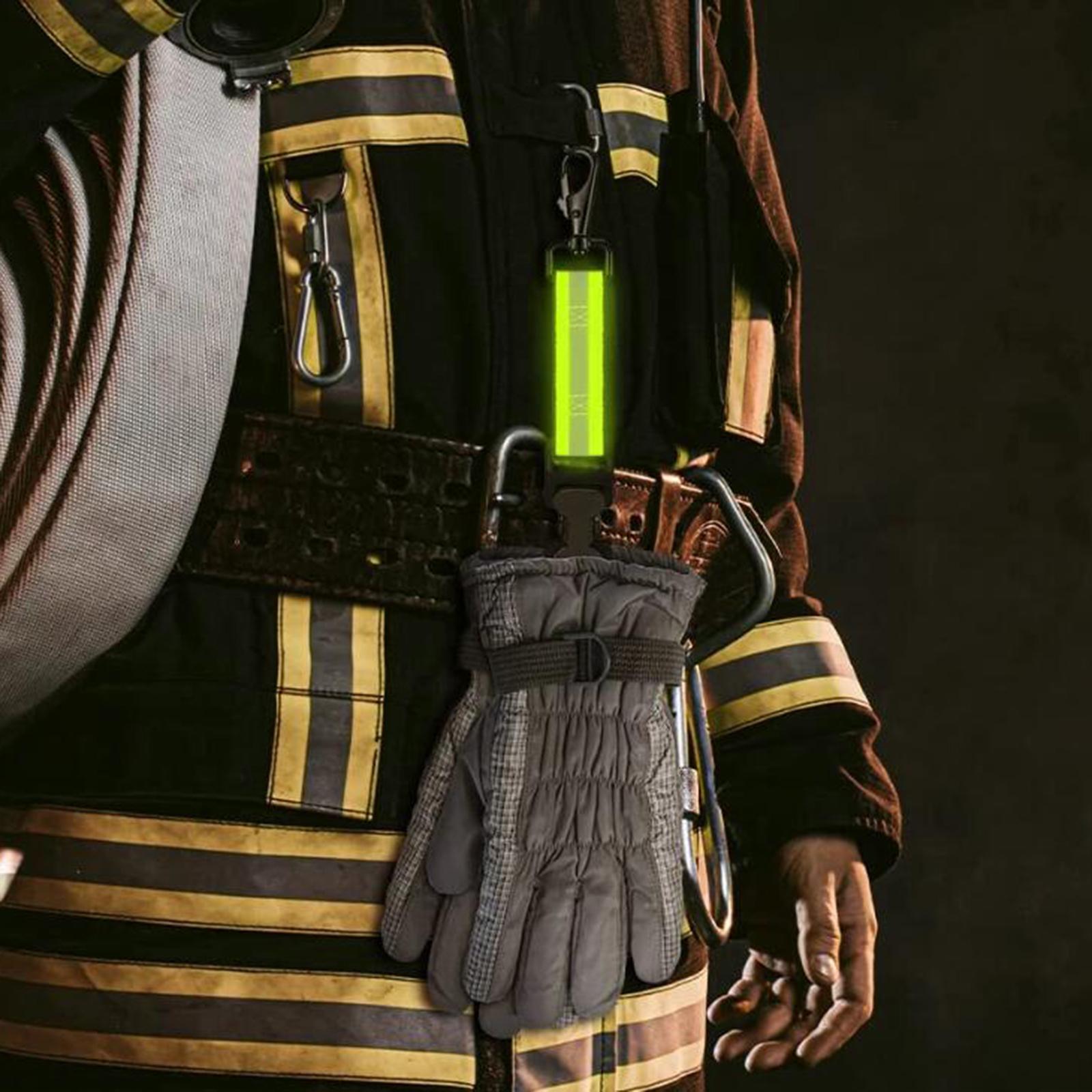 2xFirefighter Glove Strap Turnout Gear Durable Portable Nylon Work Glove Strap Metal Single Clip