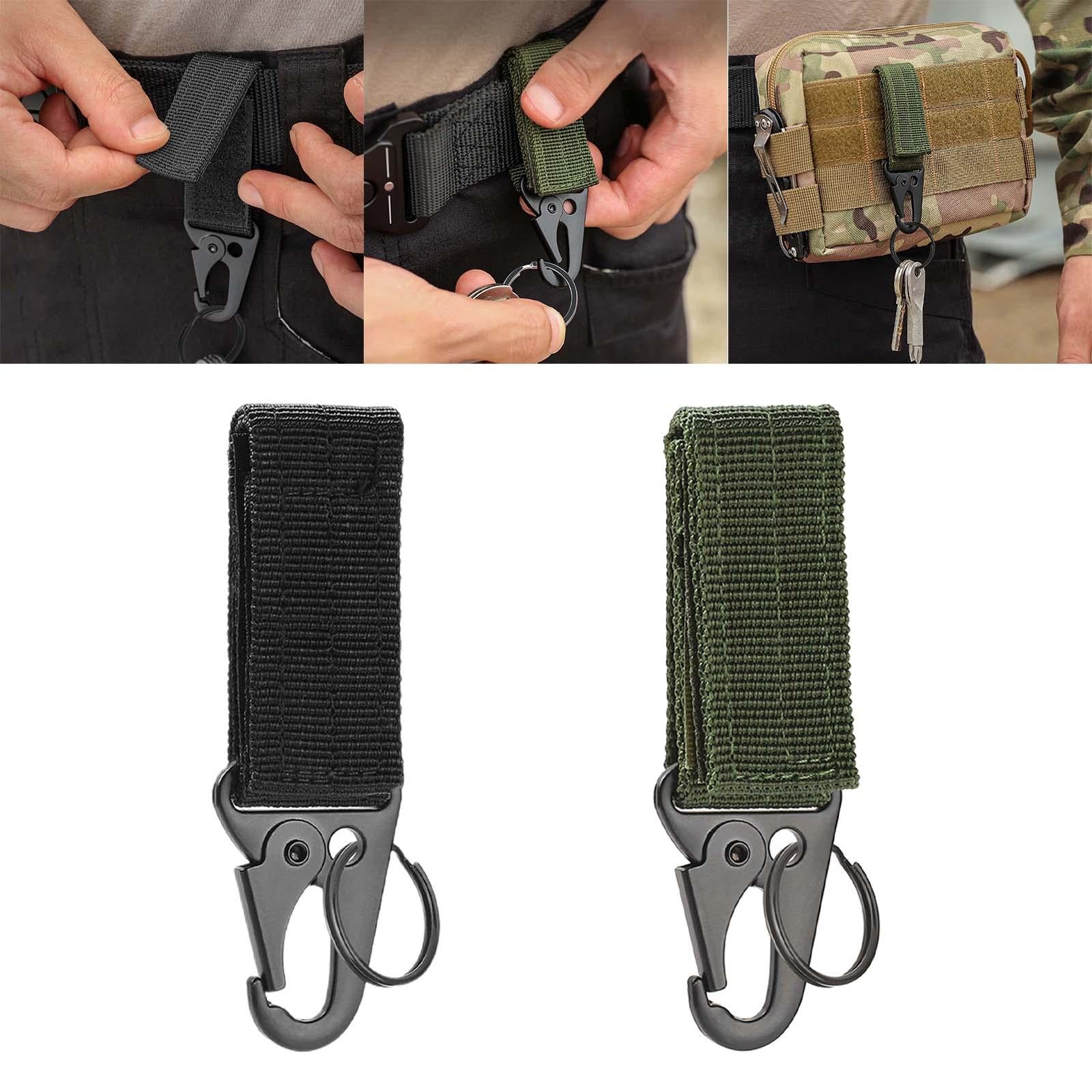 2xNylon Duty Belt Keepers with Key Holder Key Ring Holder Nylon Webbing Buckle Black