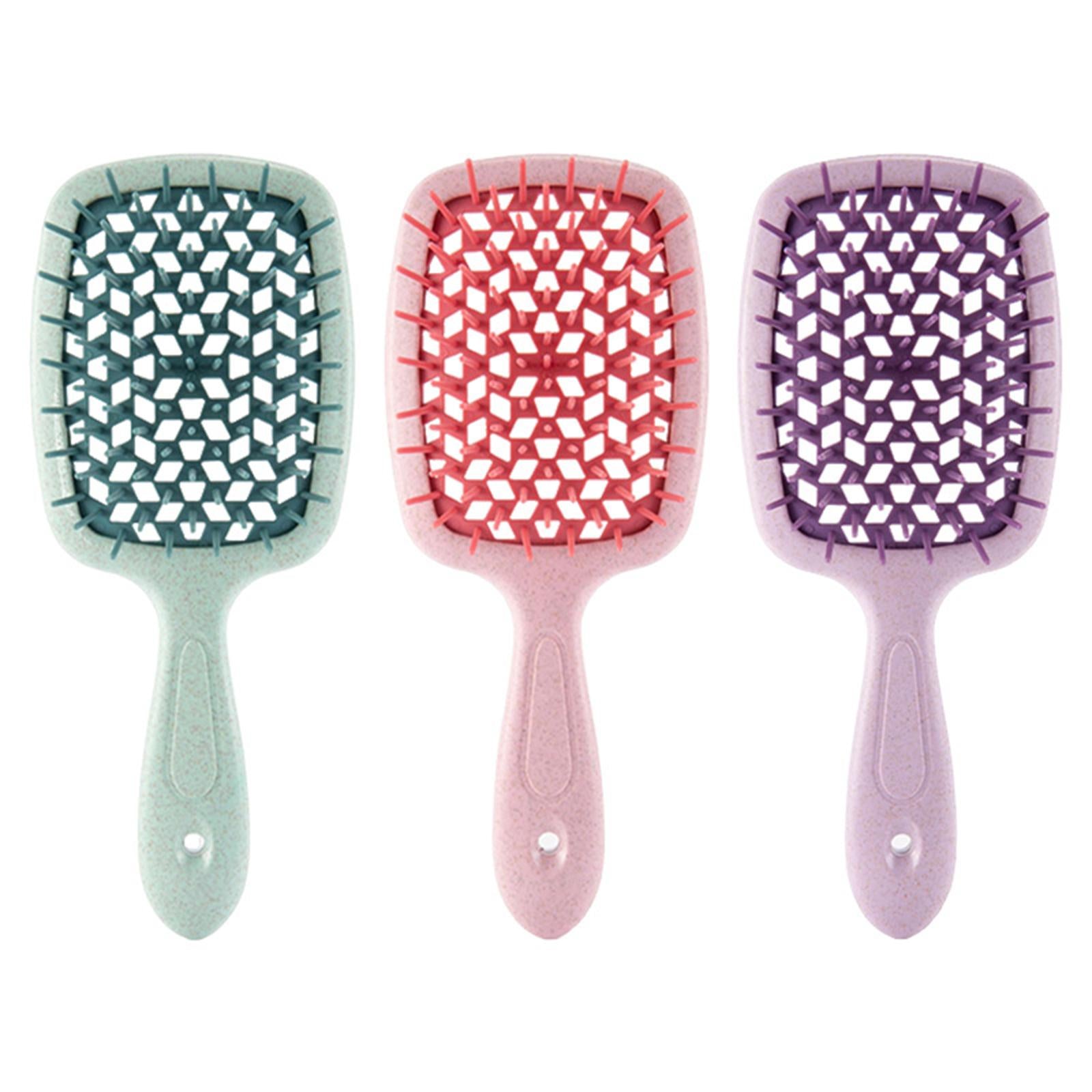 4xDetangling Hair Brush Soft Flexible Accessory Durable Curved Vent Hair Brush Pink