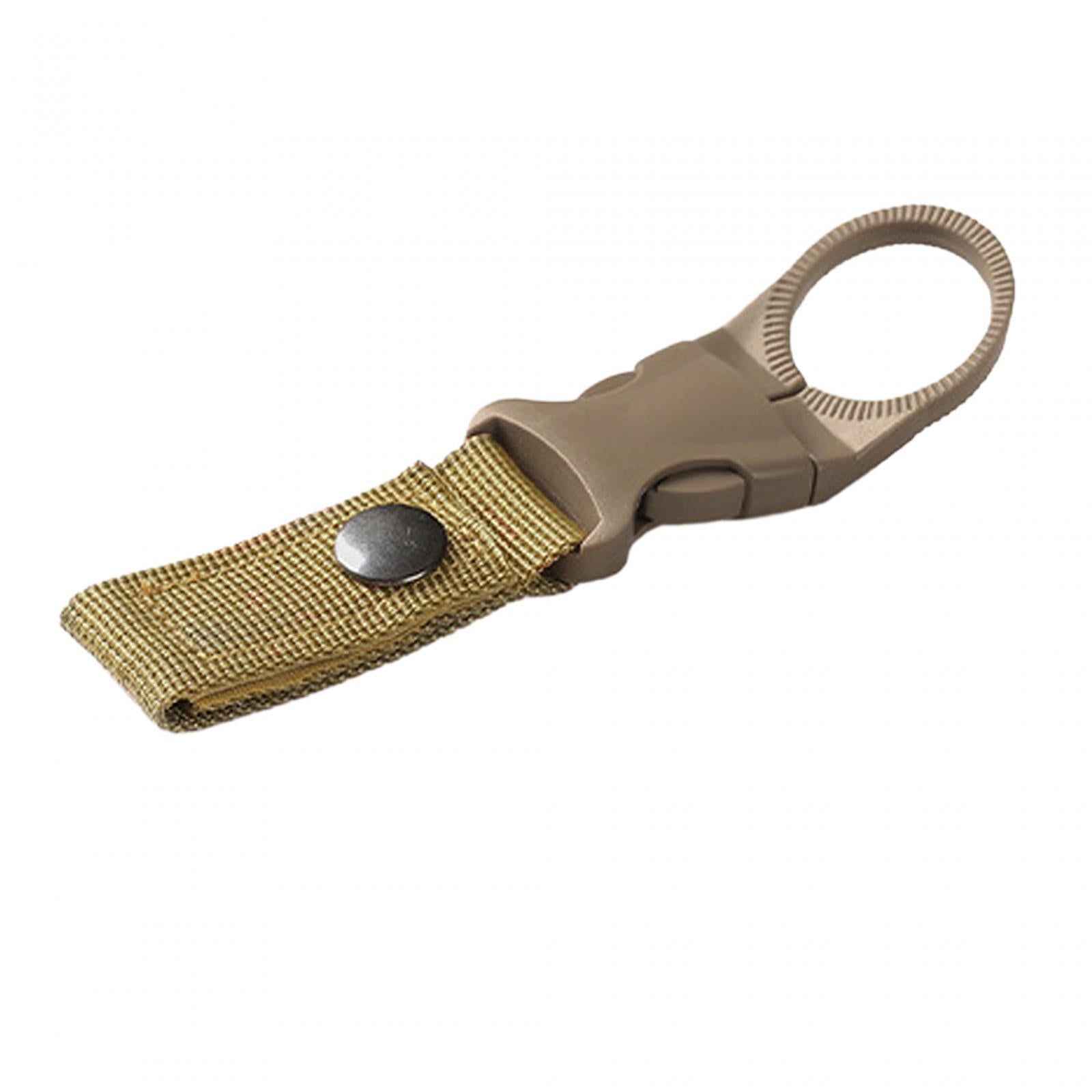 4xOutdoor Camping Water Bottle Holder Clip Hiking Carabiner Belt Buckle Khaki