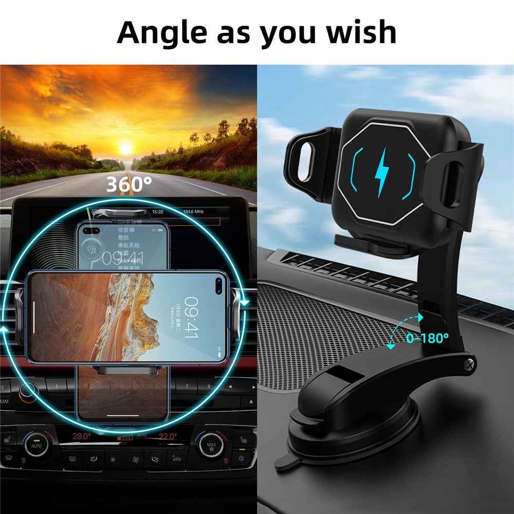 S15 Car Dashboard/Air Vent Mount Automatic Clamping Wireless Charger Phone Holder Charging Stand