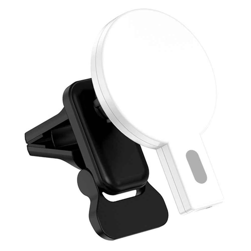 JJT-973 Air Outlet Clip Portable 15W Fast Charging Car Magnetic Wireless Charger - White