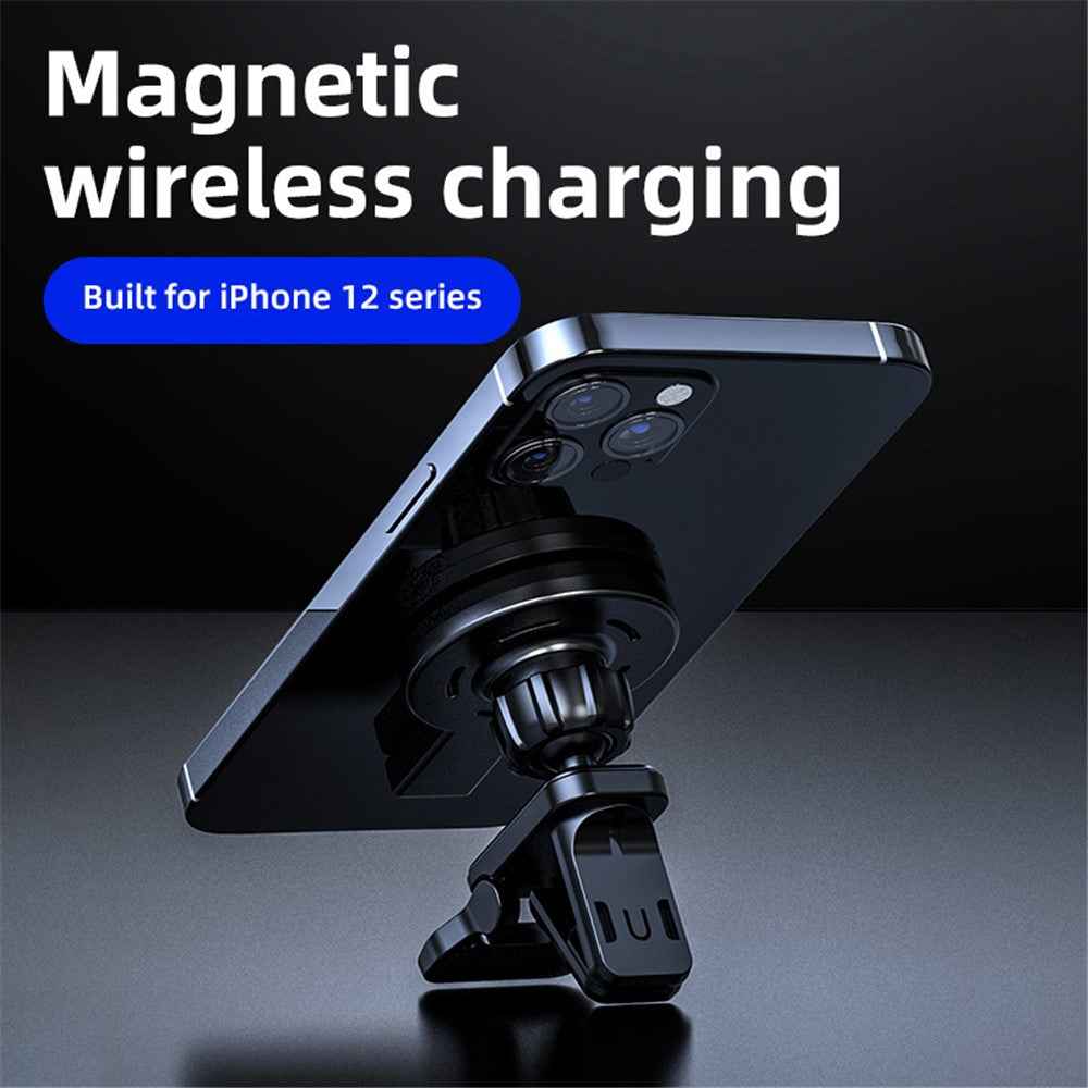 JJT-973 Air Outlet Clip Portable 15W Fast Charging Car Magnetic Wireless Charger - White