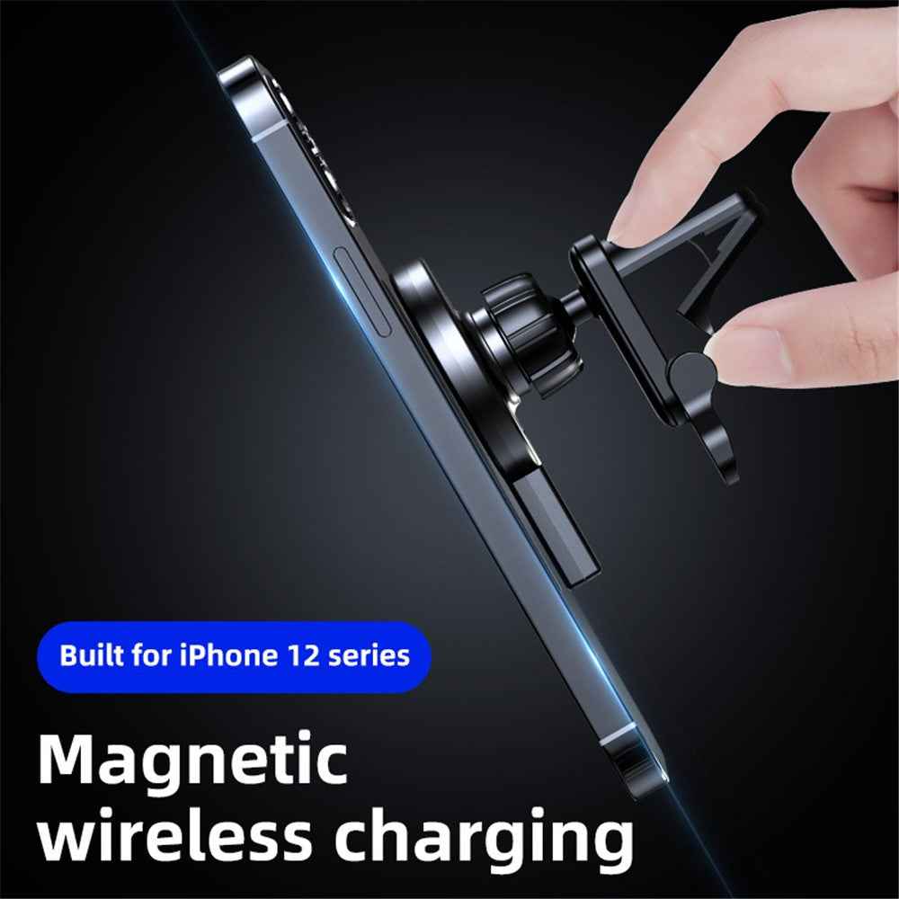 JJT-973 Air Outlet Clip Portable 15W Fast Charging Car Magnetic Wireless Charger - White