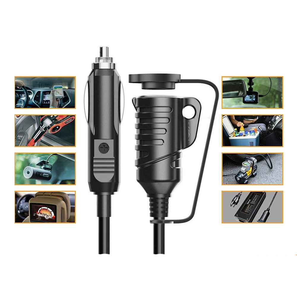 TR-29 3.6m 12V / 24V Car Cigarette Lighter Extension Cord Male Plug to Female Socket 16AWG Extender Cable with 15A Fuse