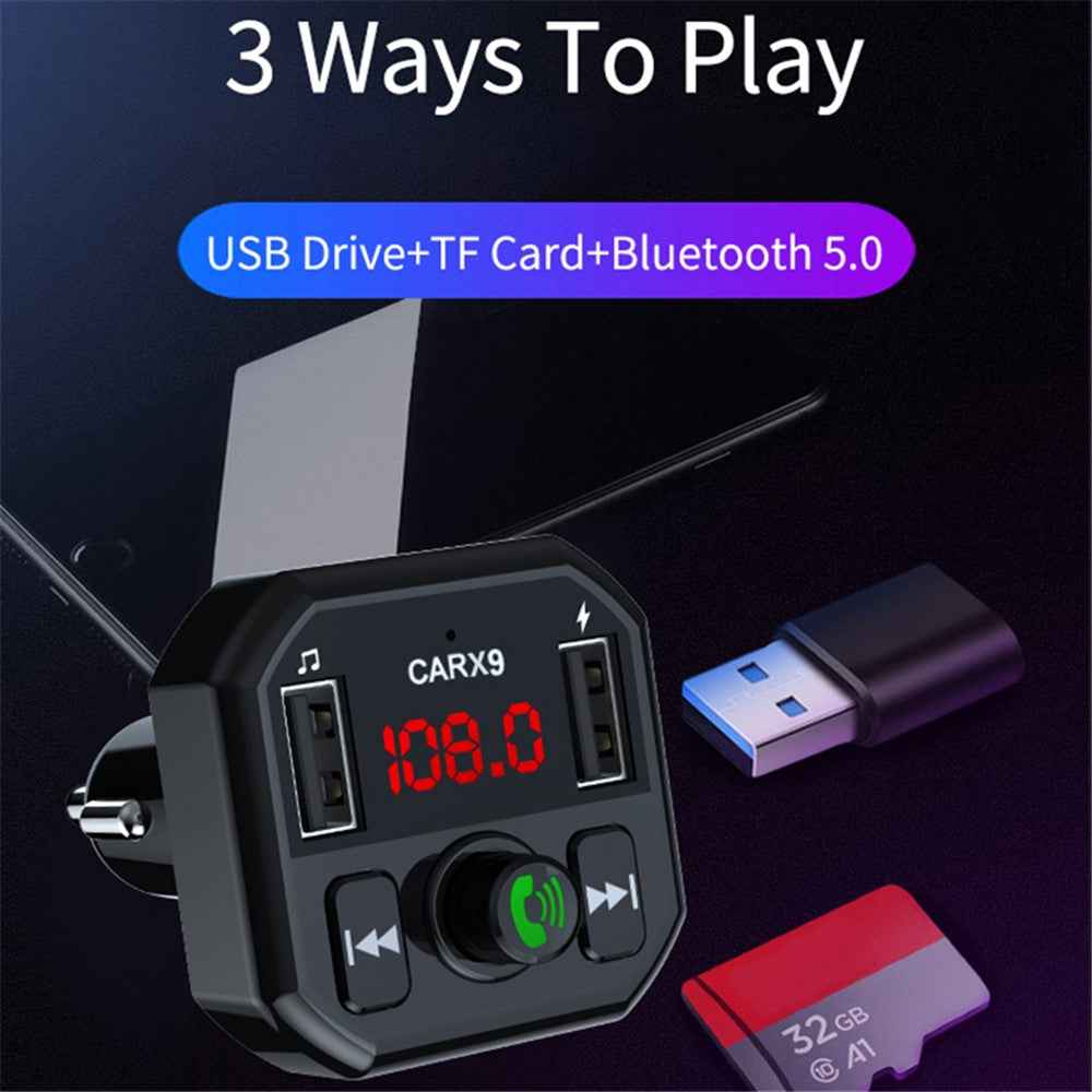 X9 Car MP3 Player Automatic Power-off Memory Bluetooth-compatible Call FM Transmitter with Dual USB Ports