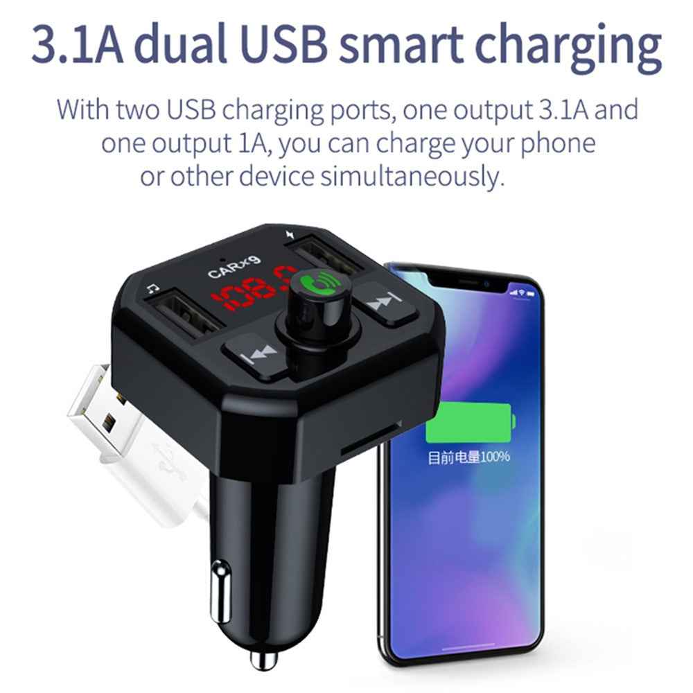 X9 Car MP3 Player Automatic Power-off Memory Bluetooth-compatible Call FM Transmitter with Dual USB Ports