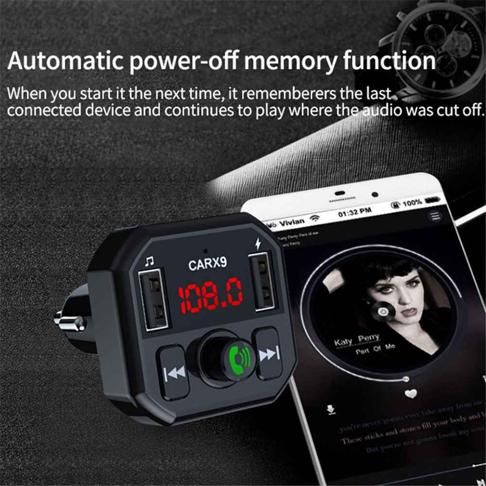X9 Car MP3 Player Automatic Power-off Memory Bluetooth-compatible Call FM Transmitter with Dual USB Ports