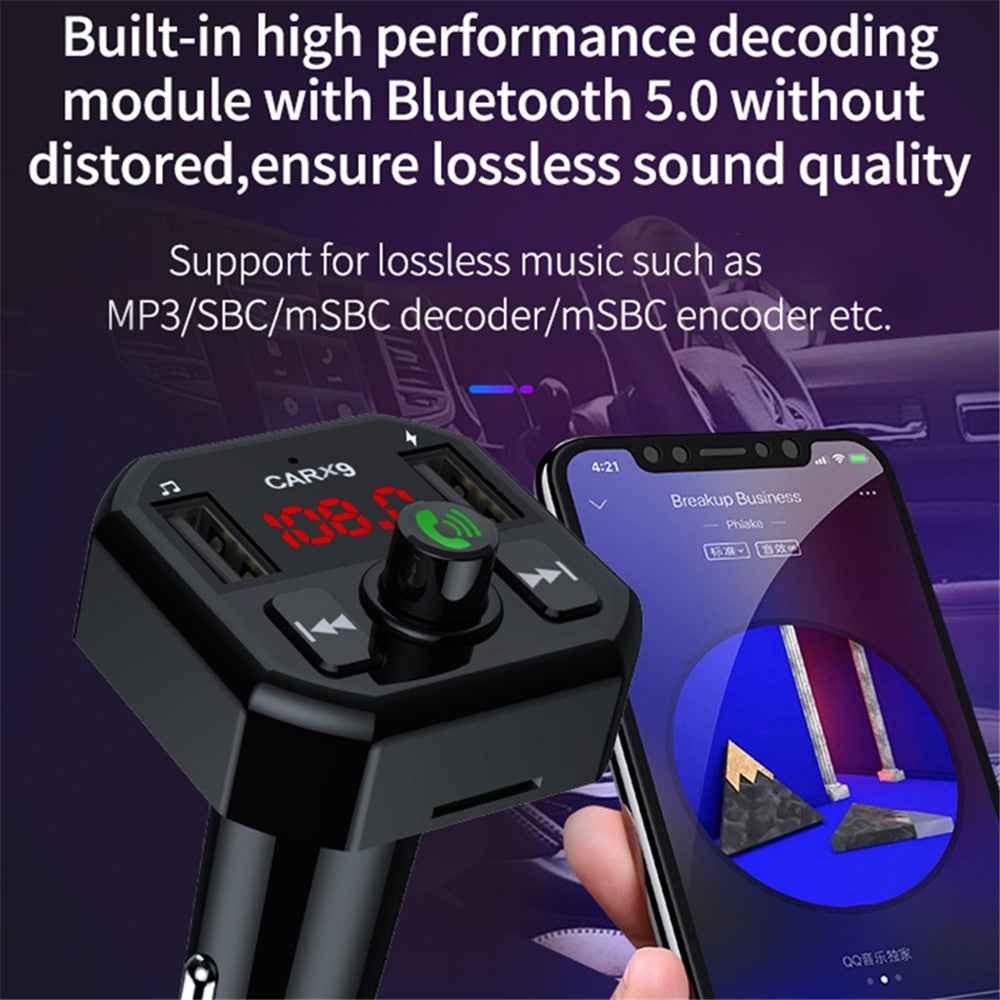 X9 Car MP3 Player Automatic Power-off Memory Bluetooth-compatible Call FM Transmitter with Dual USB Ports