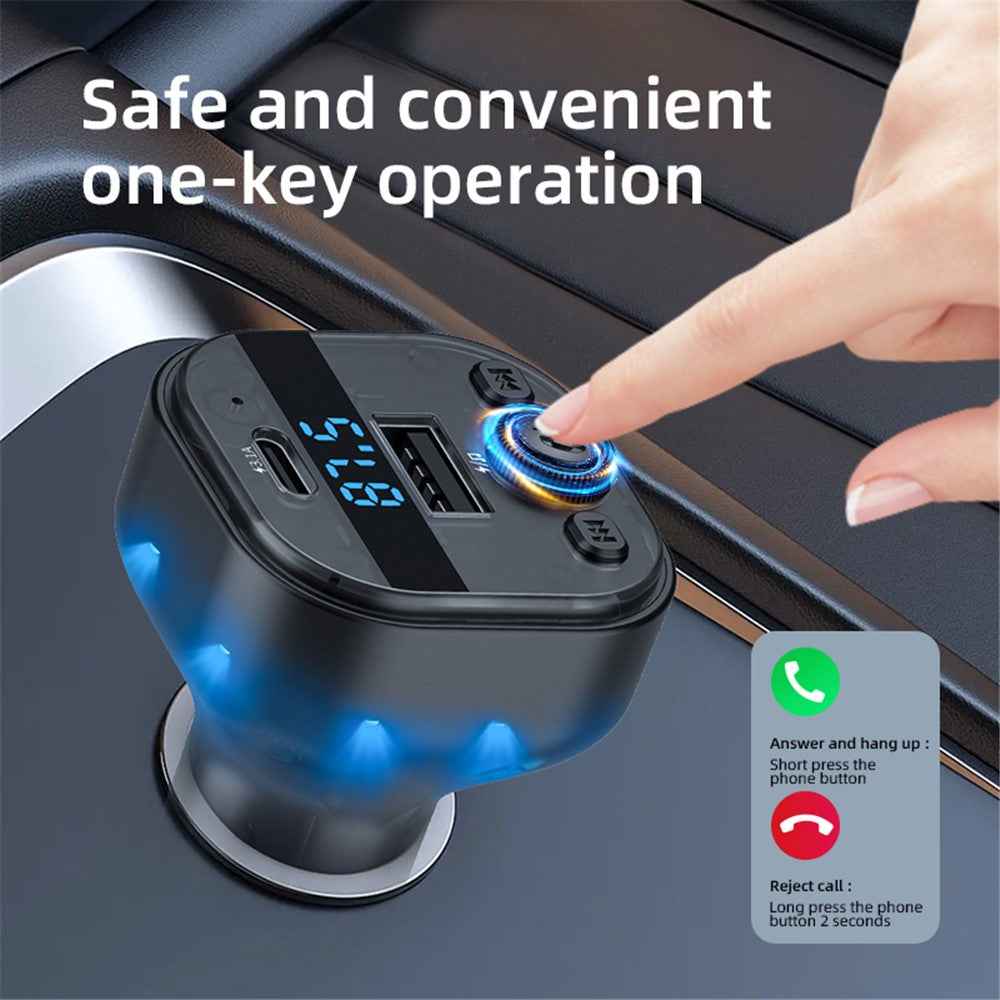 C1 Car Bluetooth-compatible MP3 Player Adapter Hands-free Charging Station with USB+Type-C Ports