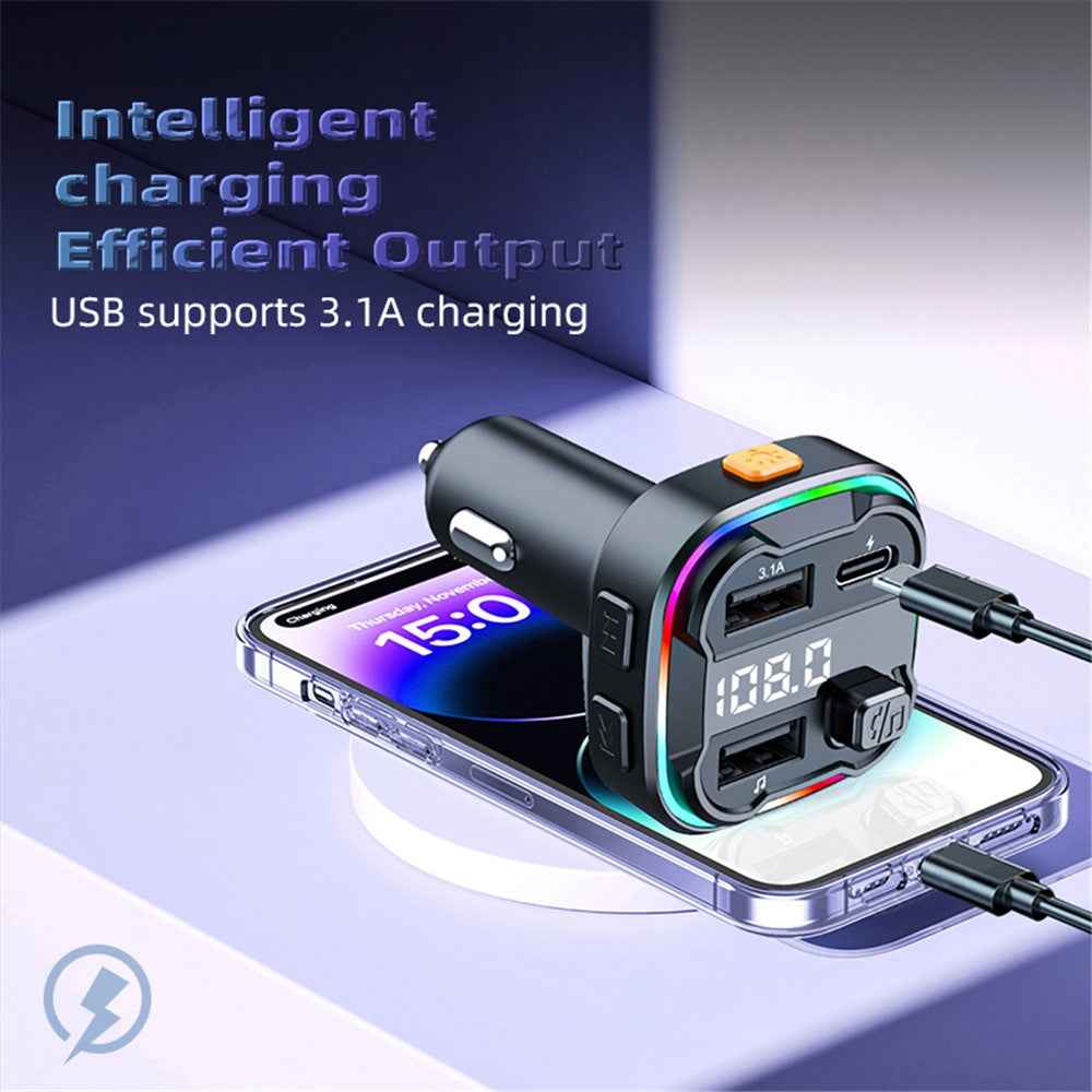 C3 Bluetooth-compatible Hands-free Call Adapter FM Transmitter Car MP3 Music Player Type-C + Dual USB Car Charger