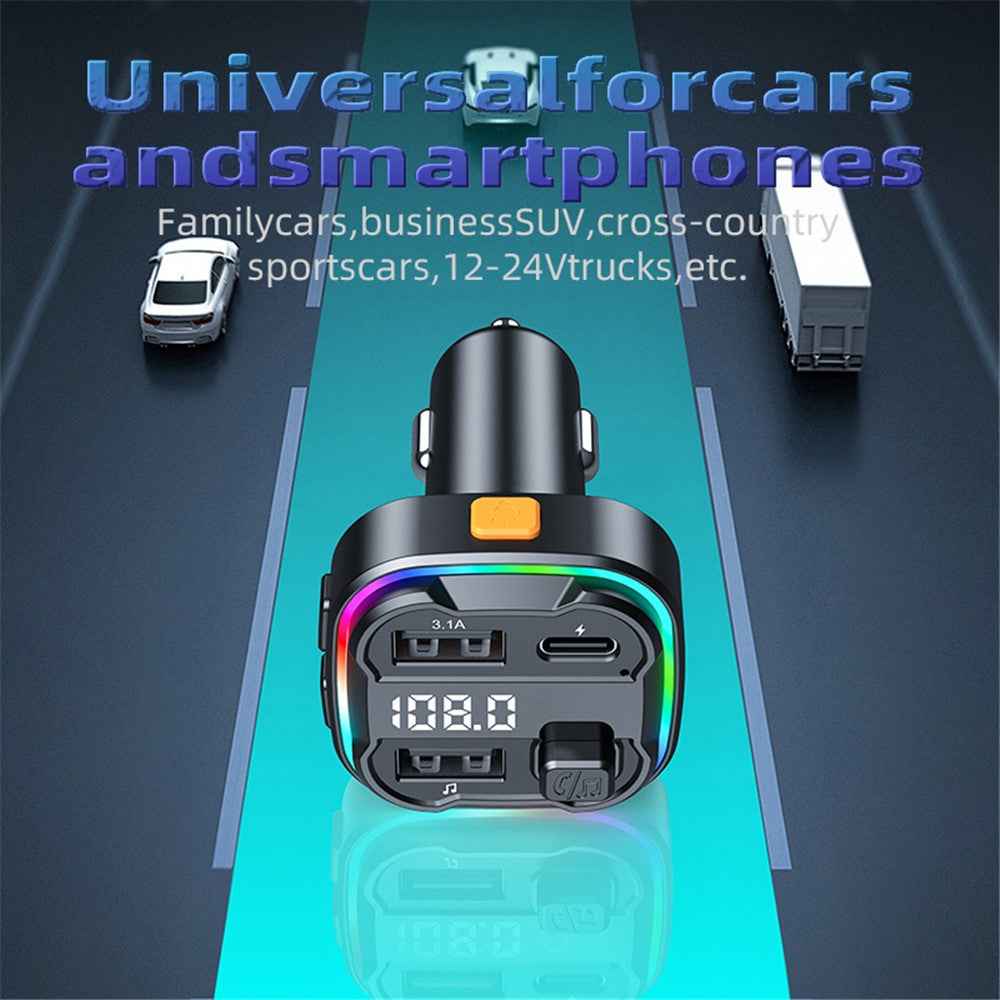 C3 Bluetooth-compatible Hands-free Call Adapter FM Transmitter Car MP3 Music Player Type-C + Dual USB Car Charger