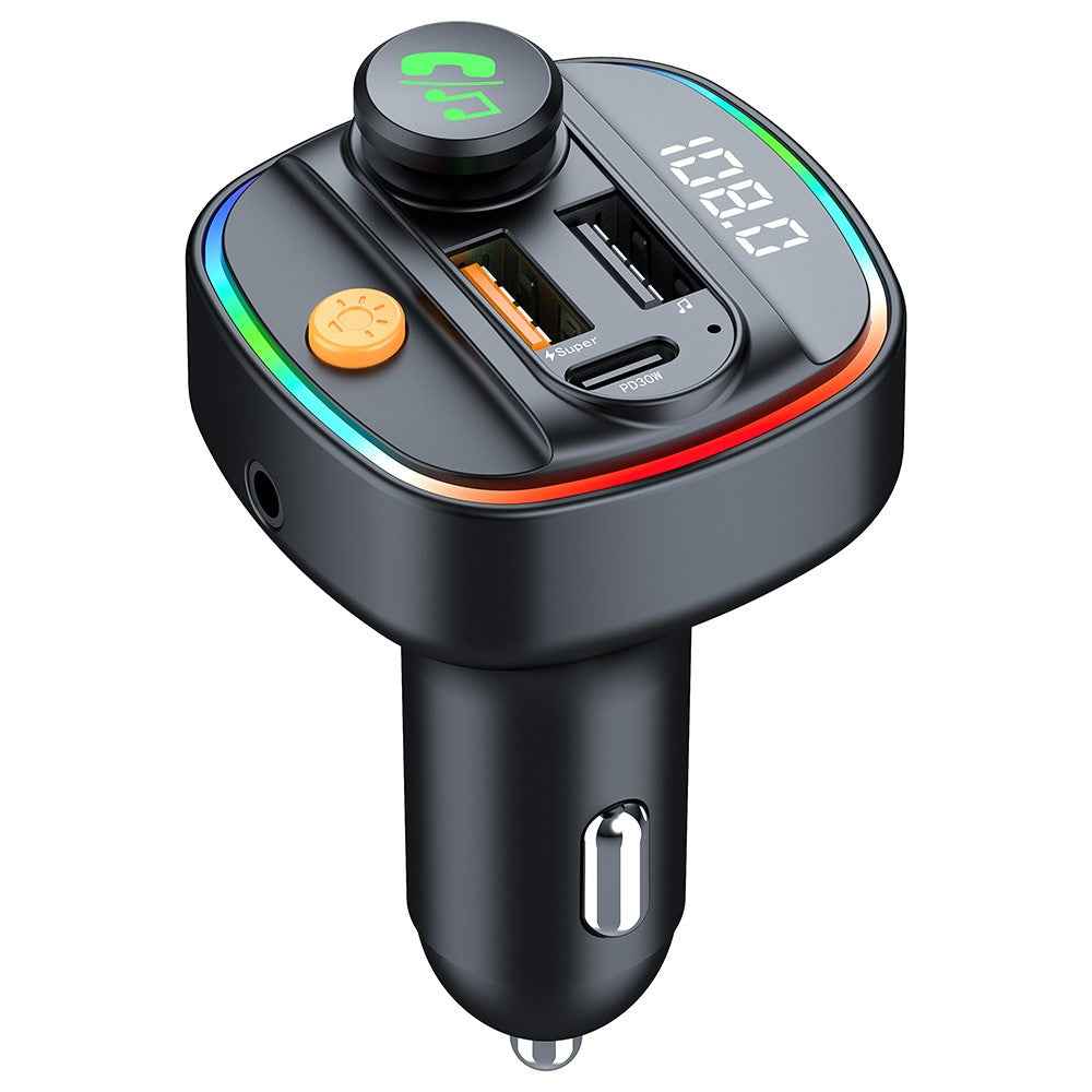 C4S Bluetooth-compatible 5.3 FM Transmitter with Digital Display for Car PD 30W+QC 3.0 Car Charger Audio MP3 Player
