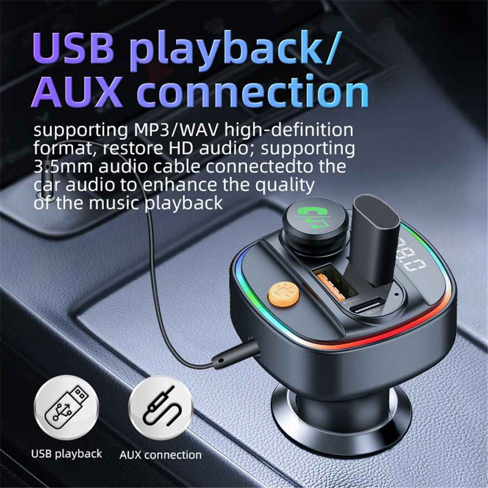 C4S Bluetooth-compatible 5.3 FM Transmitter with Digital Display for Car PD 30W+QC 3.0 Car Charger Audio MP3 Player