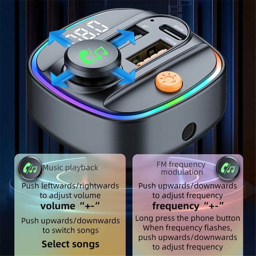 C4S Bluetooth-compatible 5.3 FM Transmitter with Digital Display for Car PD 30W+QC 3.0 Car Charger Audio MP3 Player