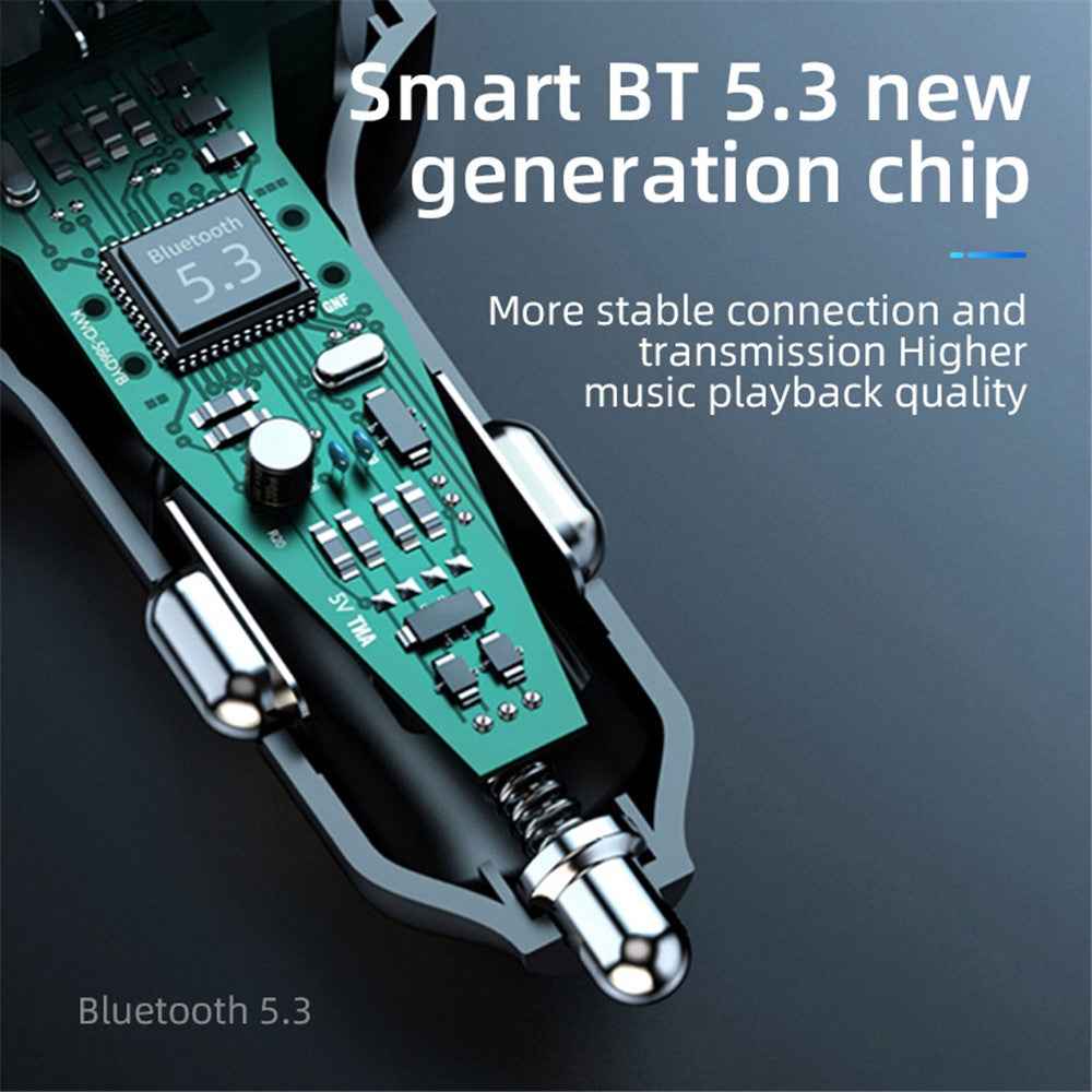 C6 Digital Display FM Car Bluetooth-compatible Transmitter Type-C+2 USB Fast Charger Audio MP3 Player