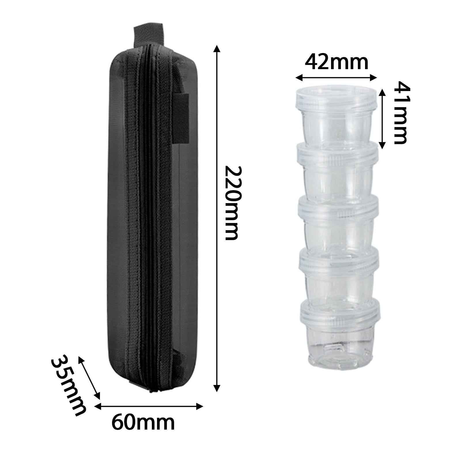 5 Pieces Camping Seasoning Box Clear Spice Bottle Set Stackable Spice Holder black