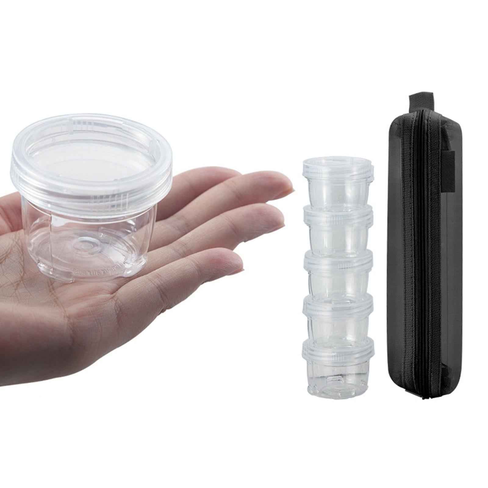 5 Pieces Camping Seasoning Box Clear Spice Bottle Set Stackable Spice Holder black