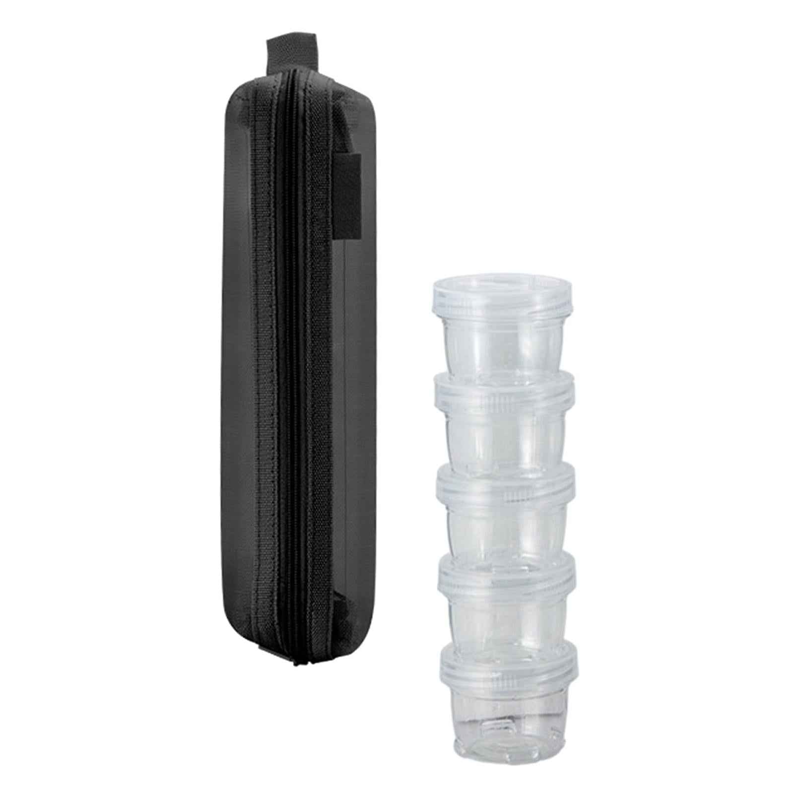 5 Pieces Camping Seasoning Box Clear Spice Bottle Set Stackable Spice Holder black
