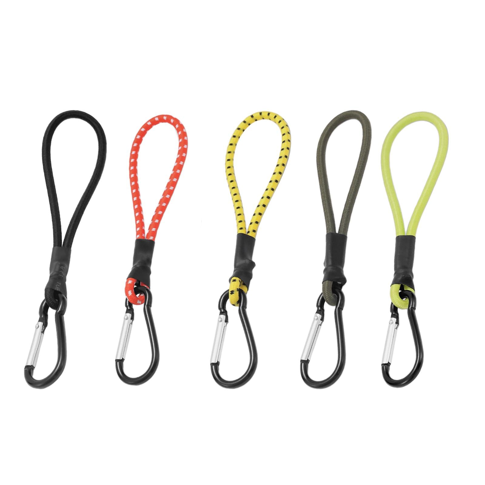 4xBungee Cord with Carabiner Elastic Rope Portable for Outdoor Tents Tarpaulin Black