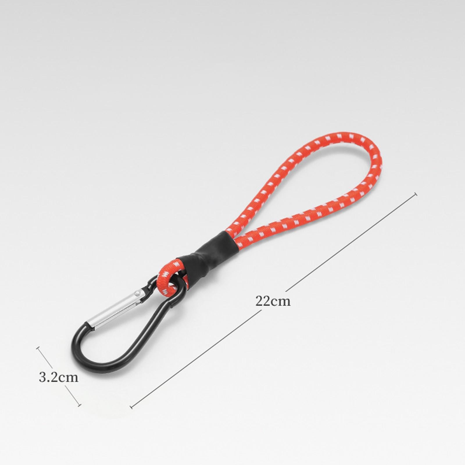 3xBungee Cord with Carabiner Elastic Rope Portable for Outdoor Tents Tarpaulin Red White